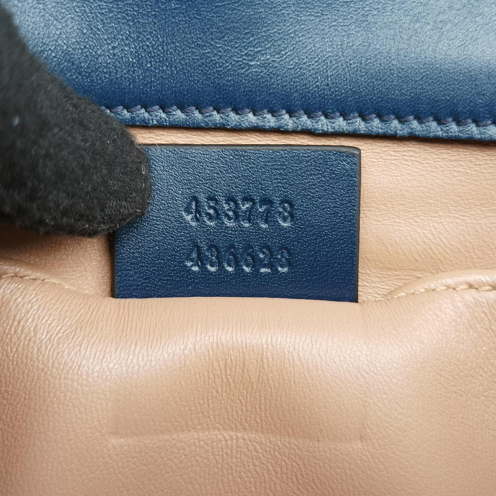 Pre-owned Gucci Queen Margaret Navy Leather 453778 shoulderbag | stylenewstar