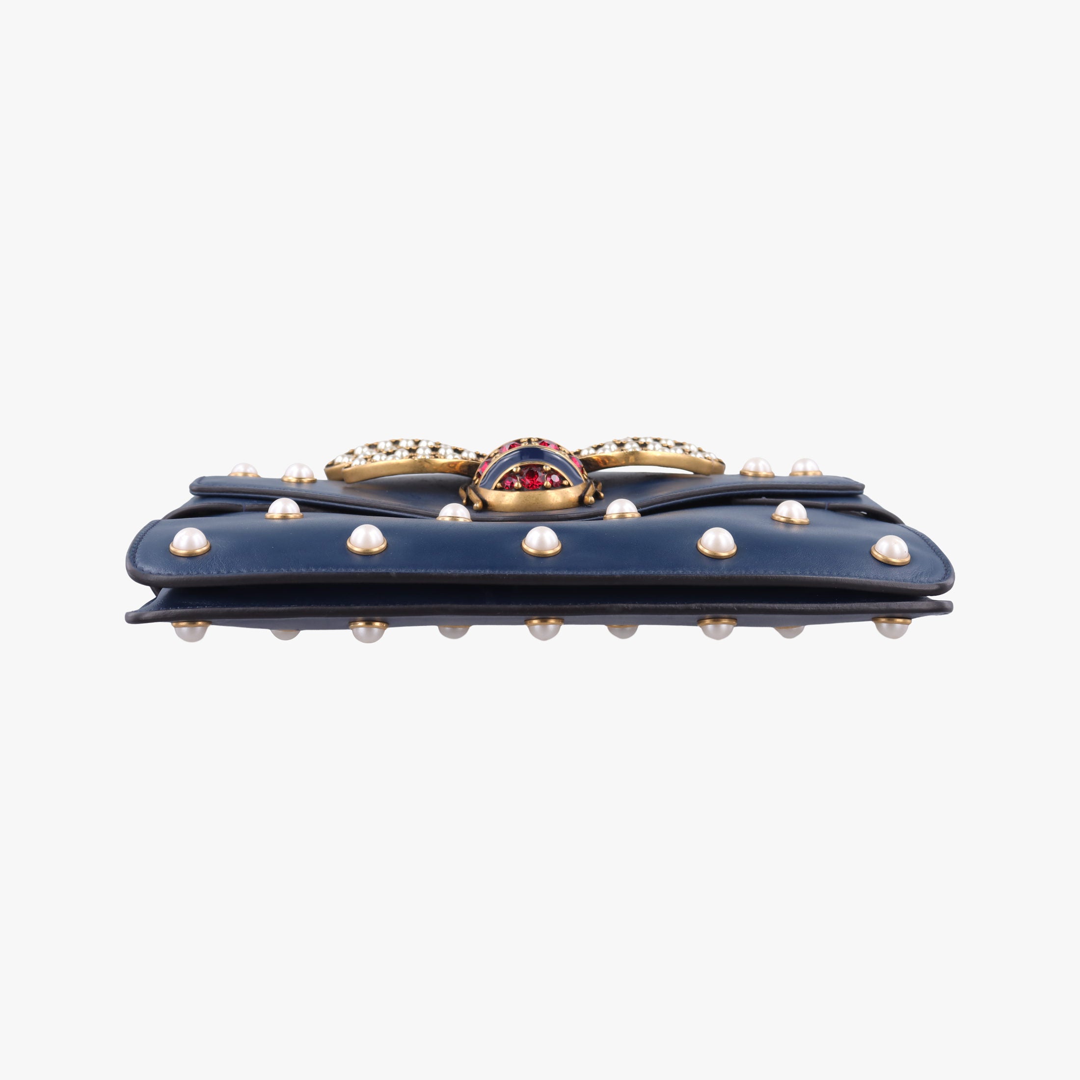 Pre-owned Gucci Queen Margaret Navy Leather 453778 shoulderbag | stylenewstar