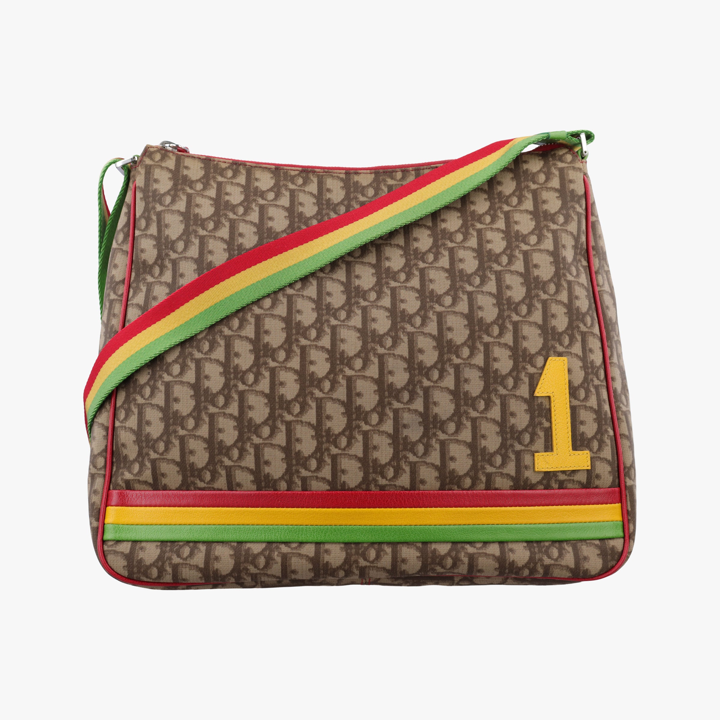 Pre-owned Christian Dior Rasta Trotter Messenger beige×Multicolour PVC coated canvas x leather  shoulderbag | stylenewstar