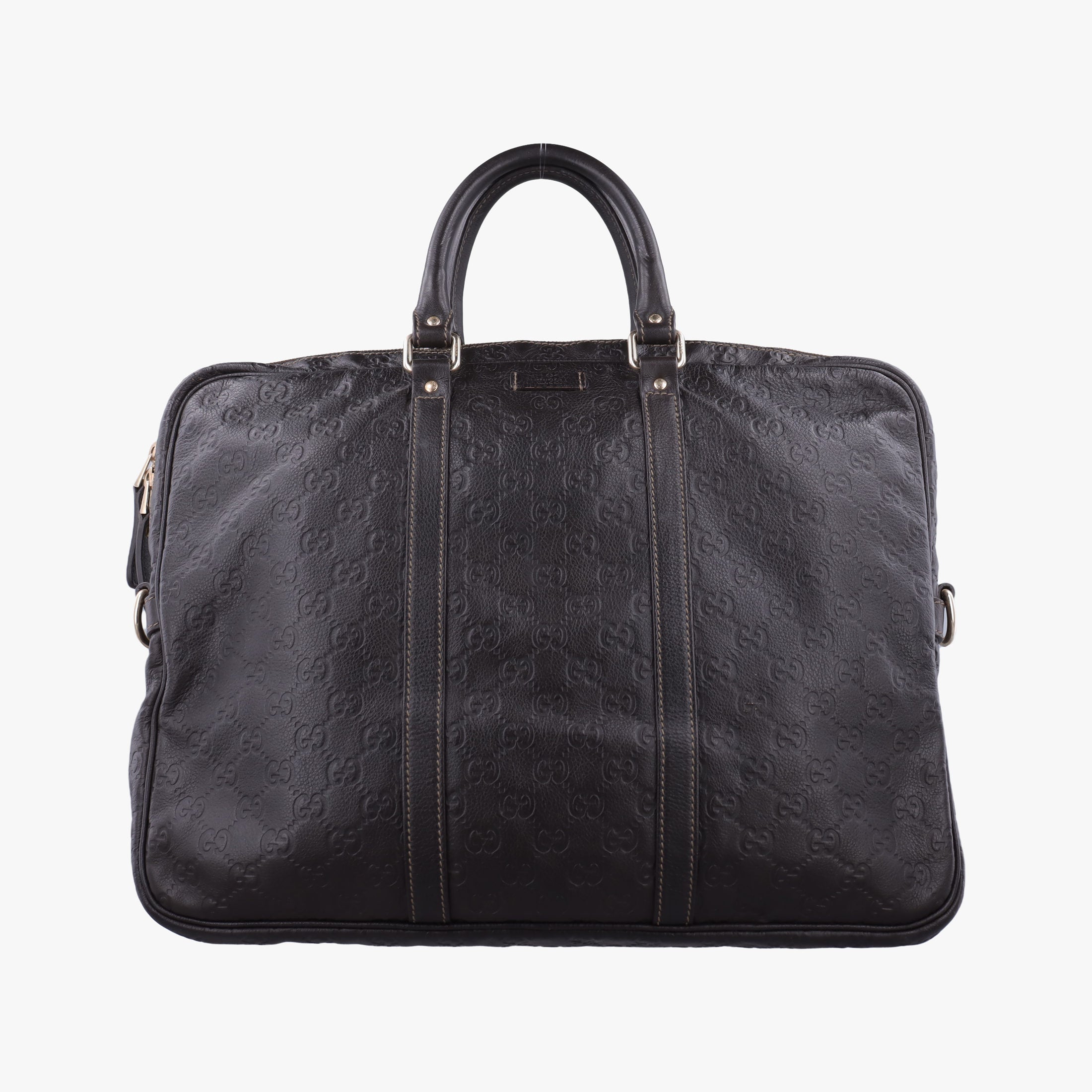 Pre-owned Gucci Guccissima Business Brown leather 201480 handbag | stylenewstar