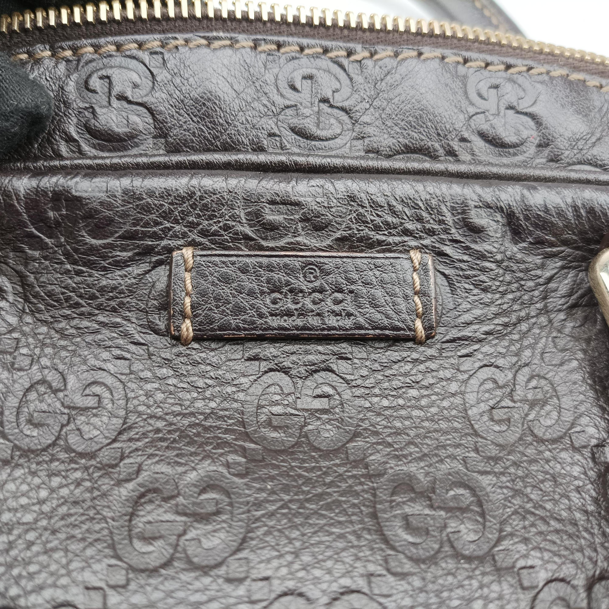 Pre-owned Gucci Guccissima Business Brown leather 201480 handbag | stylenewstar