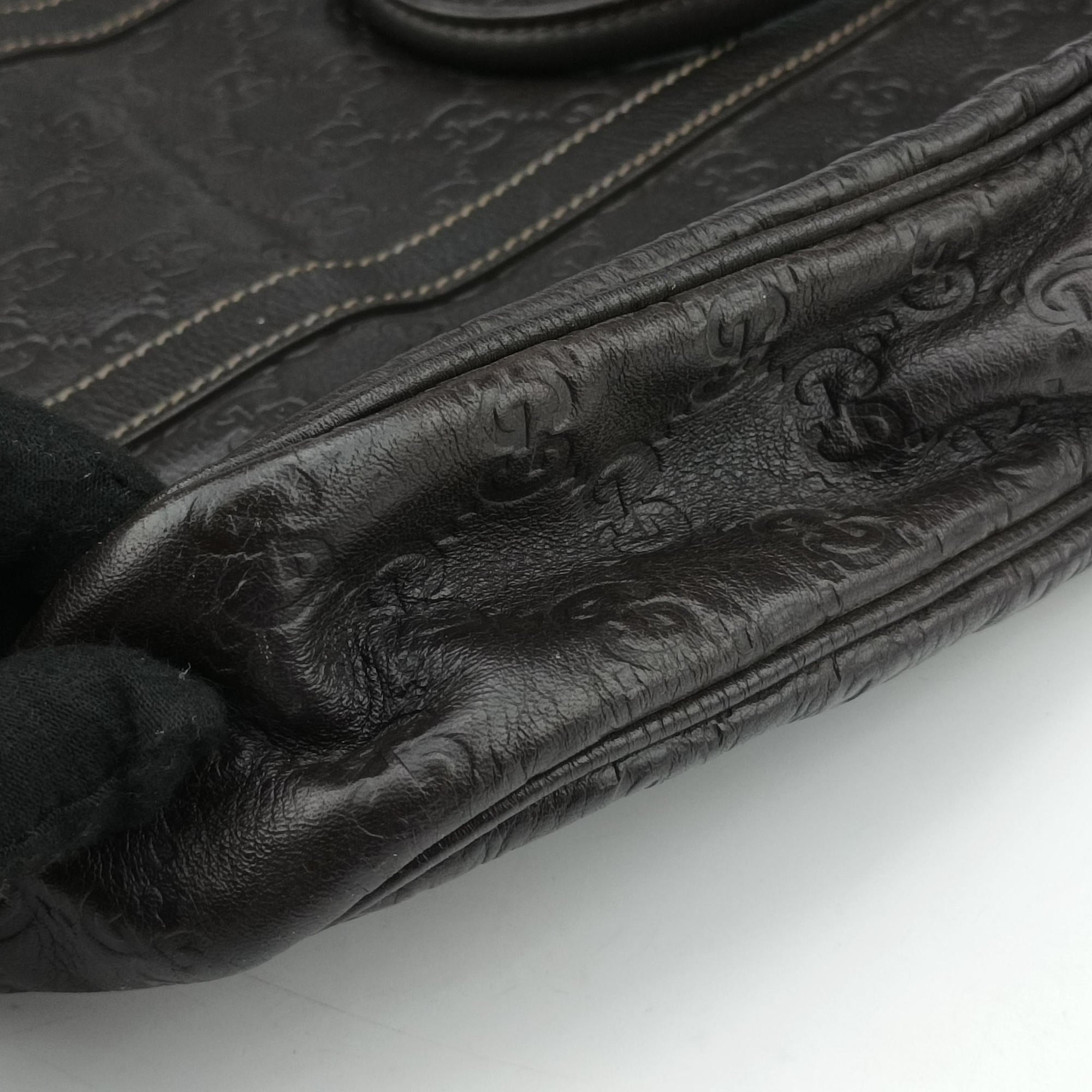 Pre-owned Gucci Guccissima Business Brown leather 201480 handbag | stylenewstar