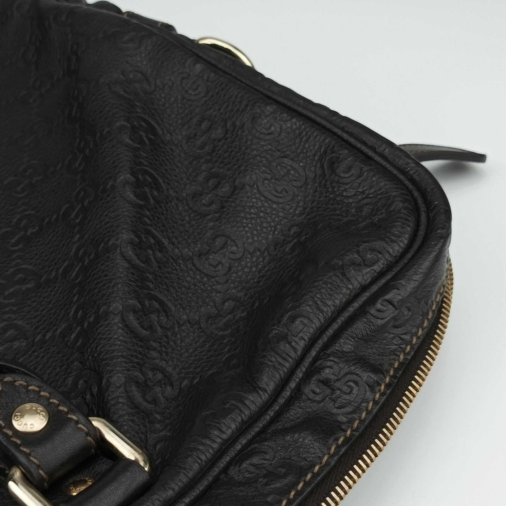 Pre-owned Gucci Guccissima Business Brown leather 201480 handbag | stylenewstar