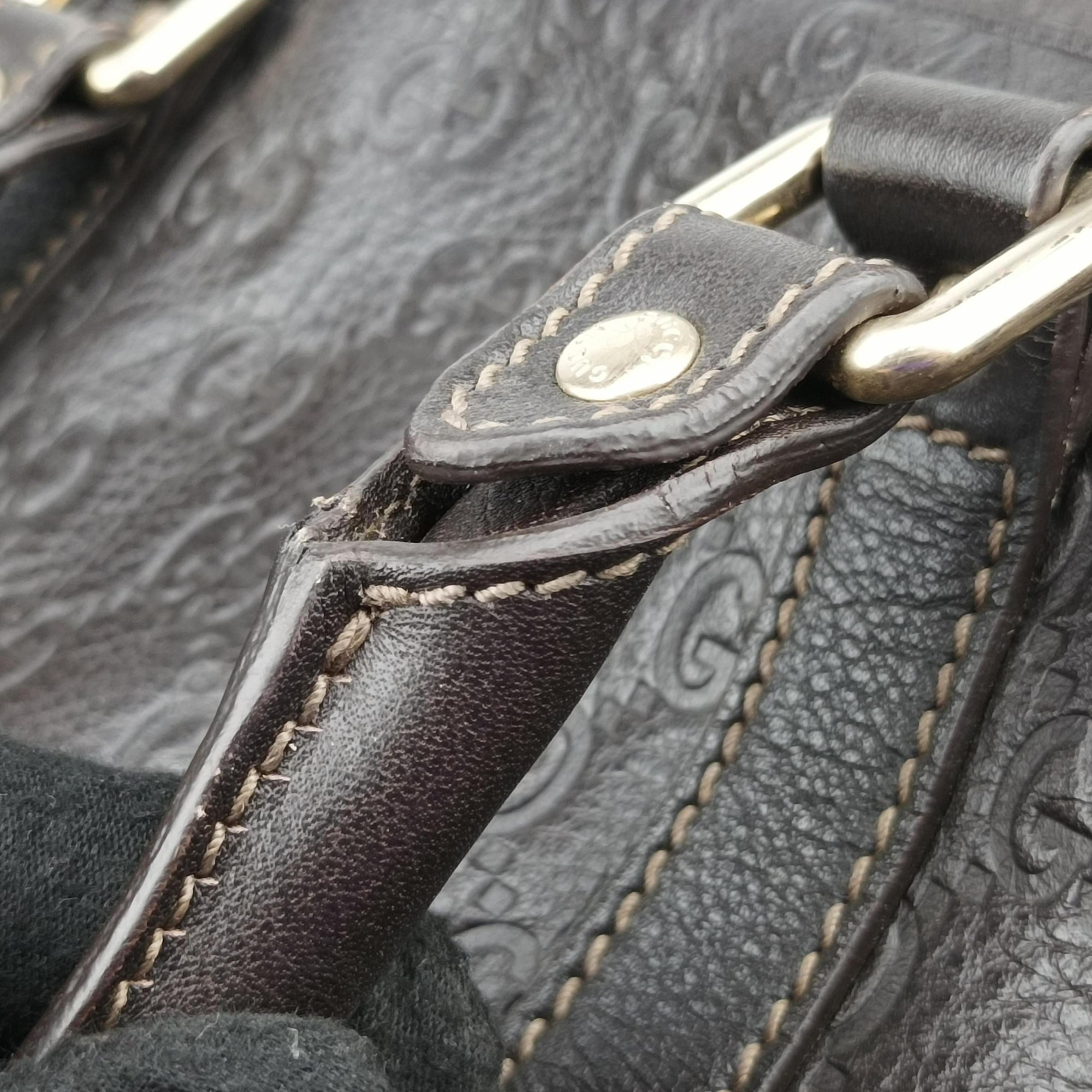 Pre-owned Gucci Guccissima Business Brown leather 201480 handbag | stylenewstar