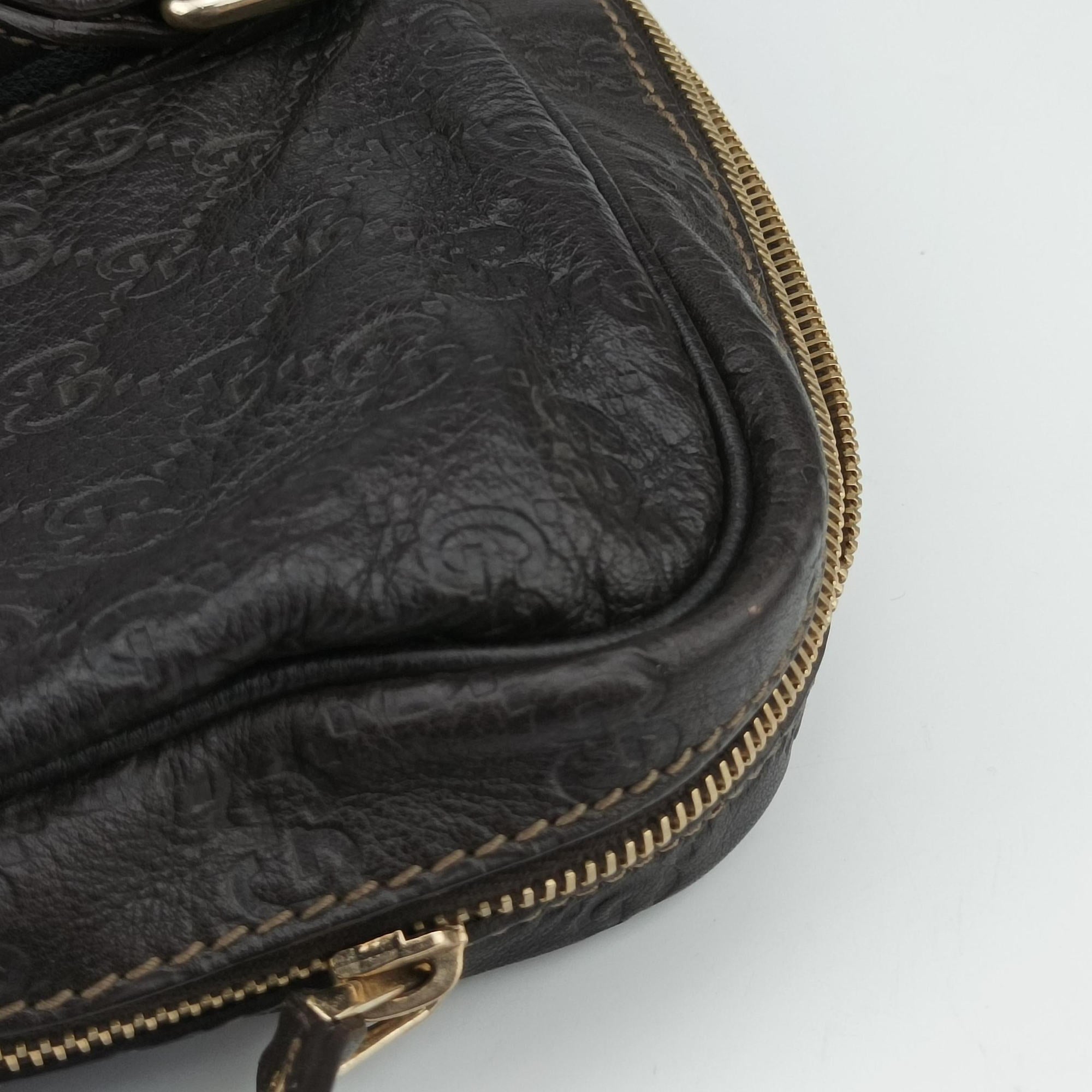 Pre-owned Gucci Guccissima Business Brown leather 201480 handbag | stylenewstar