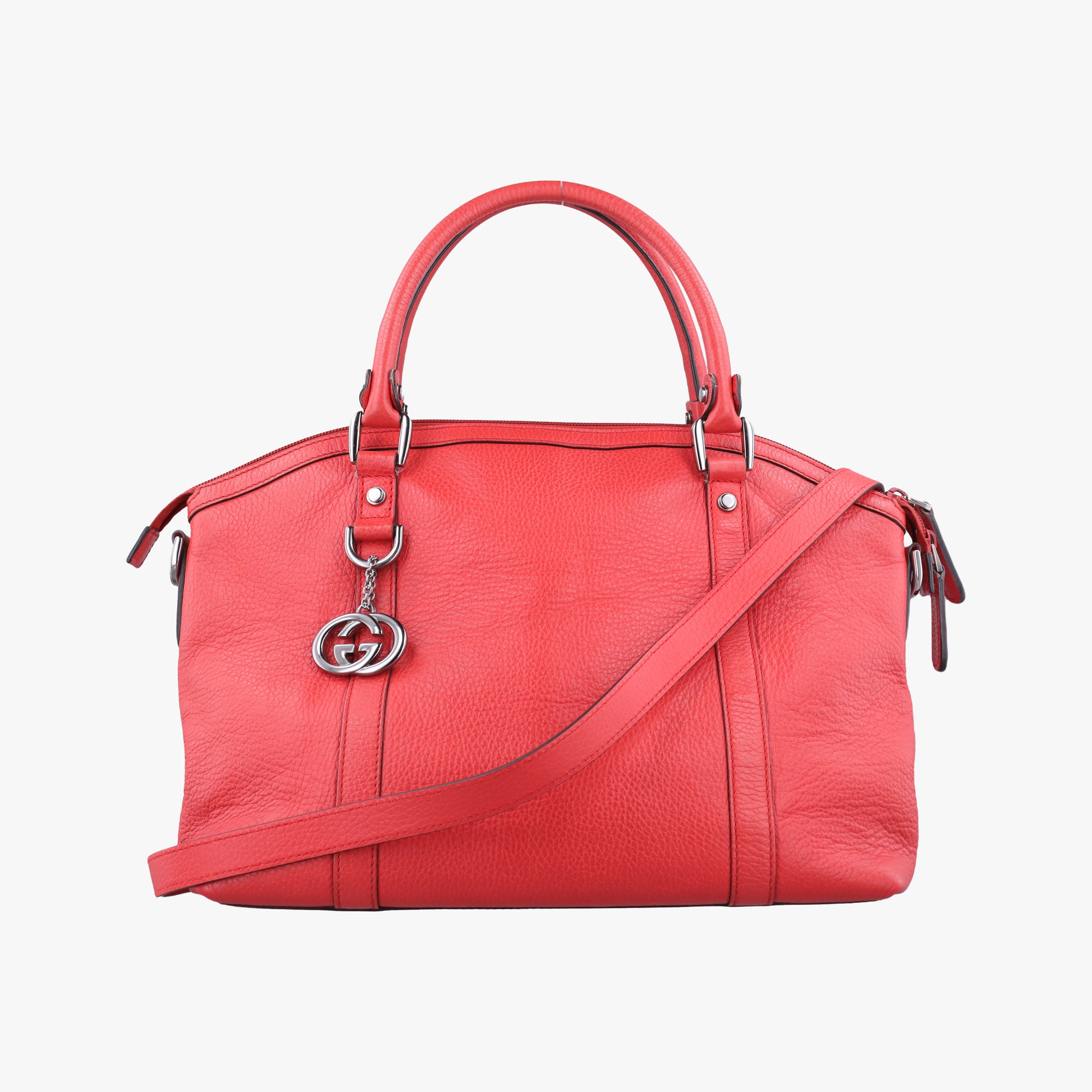 Pre-owned Gucci charm dome Red Leather 341503 shoulderbag | stylenewstar