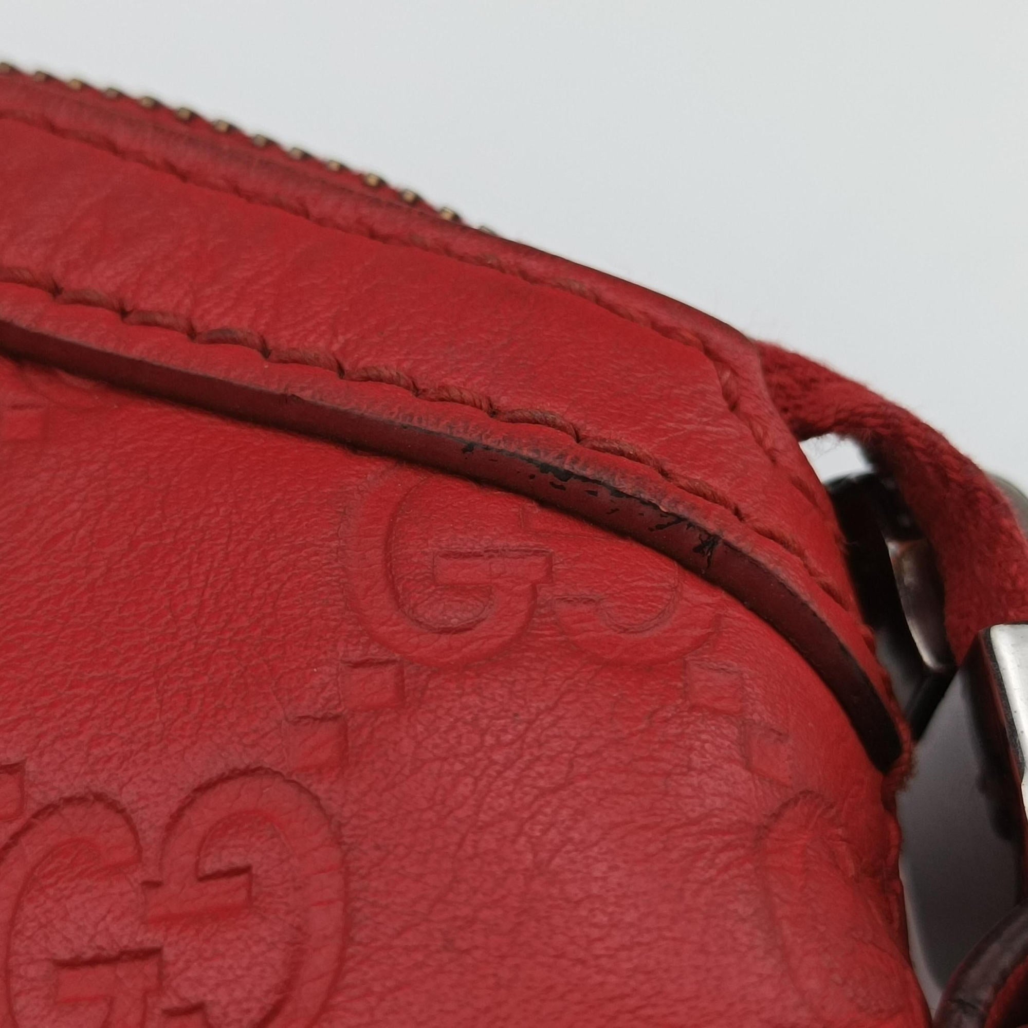 Pre-owned Gucci GG Charm Top Handle Red Leather 339551 shoulderbag | stylenewstar