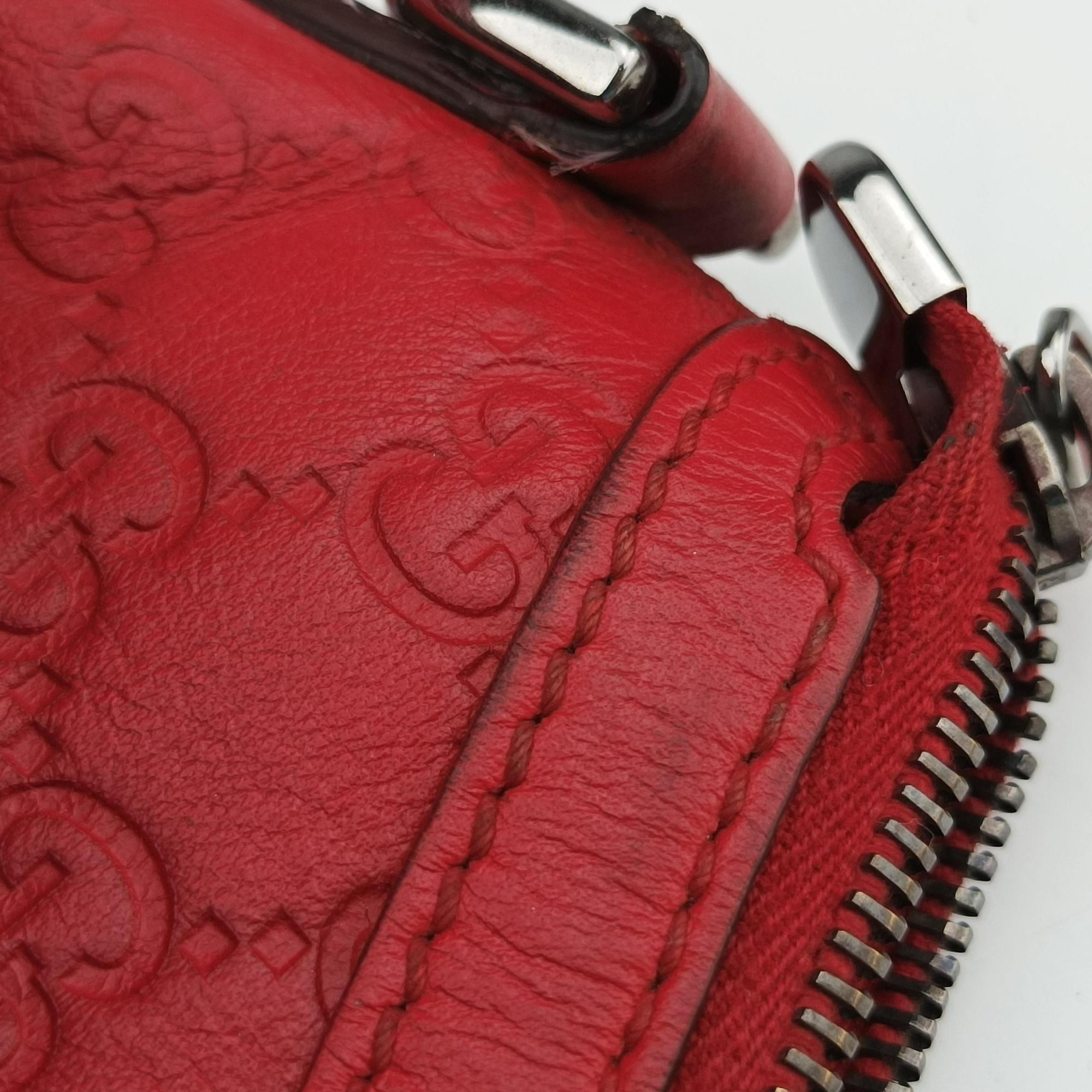 Pre-owned Gucci GG Charm Top Handle Red Leather 339551 shoulderbag | stylenewstar