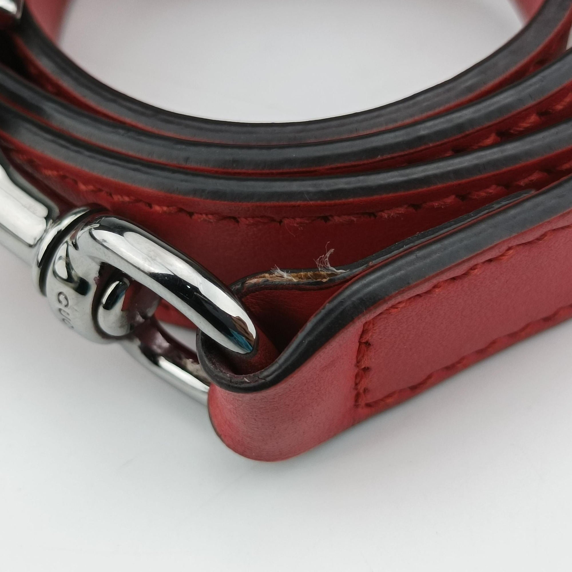 Pre-owned Gucci GG Charm Top Handle Red Leather 339551 shoulderbag | stylenewstar