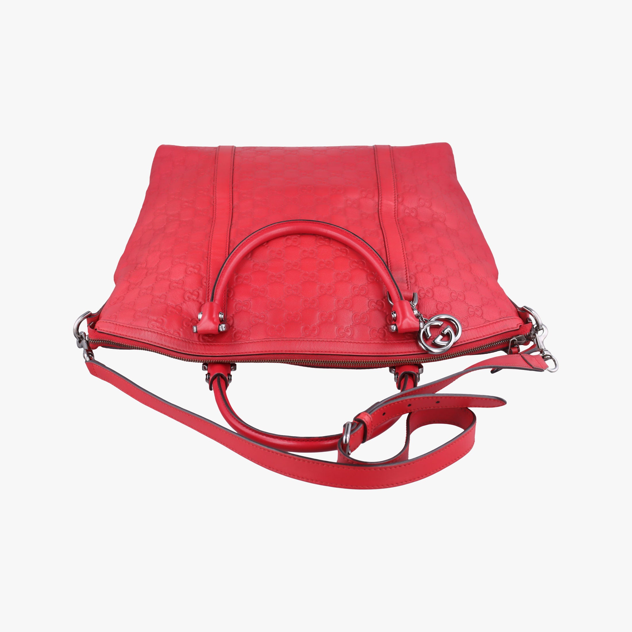 Pre-owned Gucci GG Charm Top Handle Red Leather 339551 shoulderbag | stylenewstar