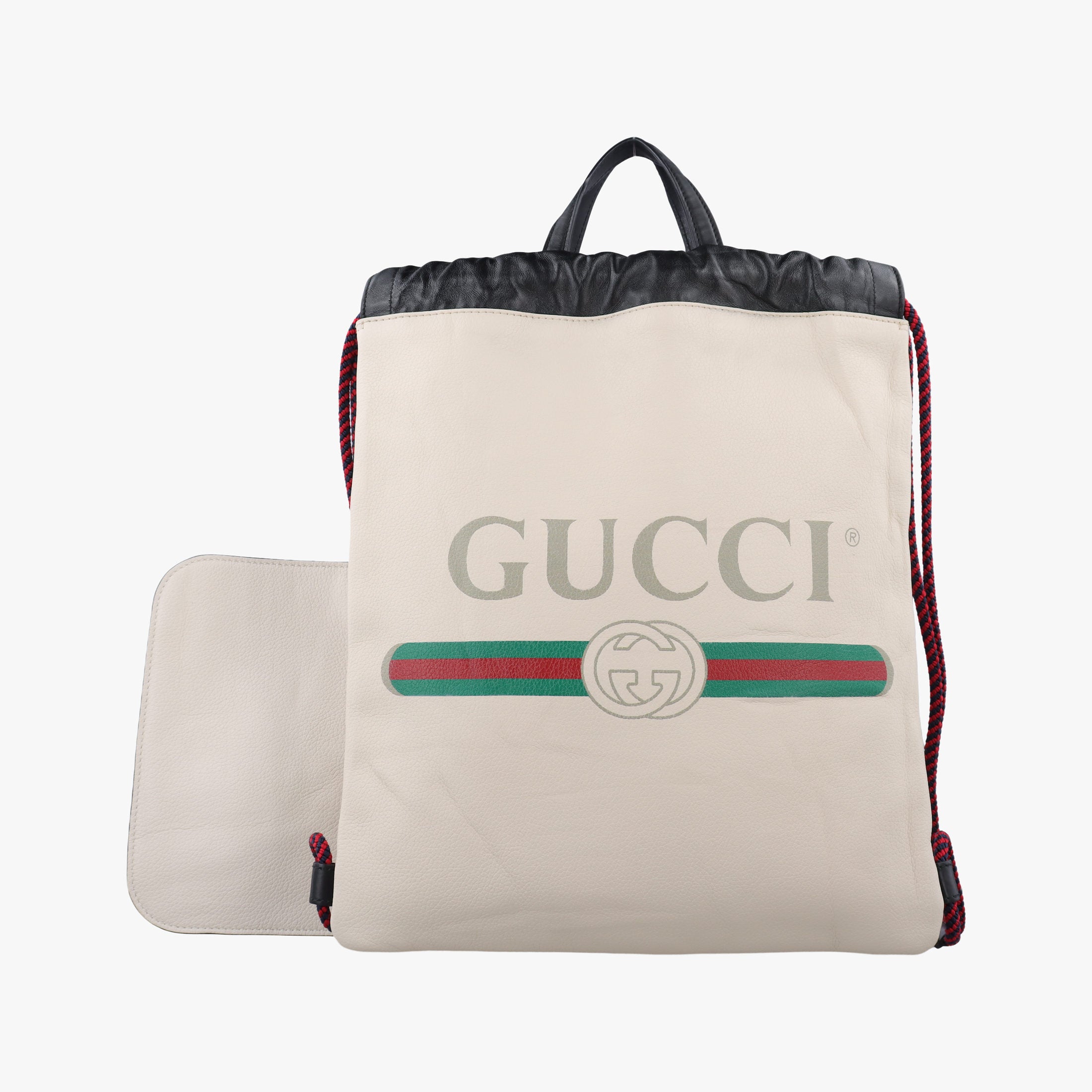 Pre-owned Gucci Gucci print White Leather 523586 backpack/rucksack | stylenewstar