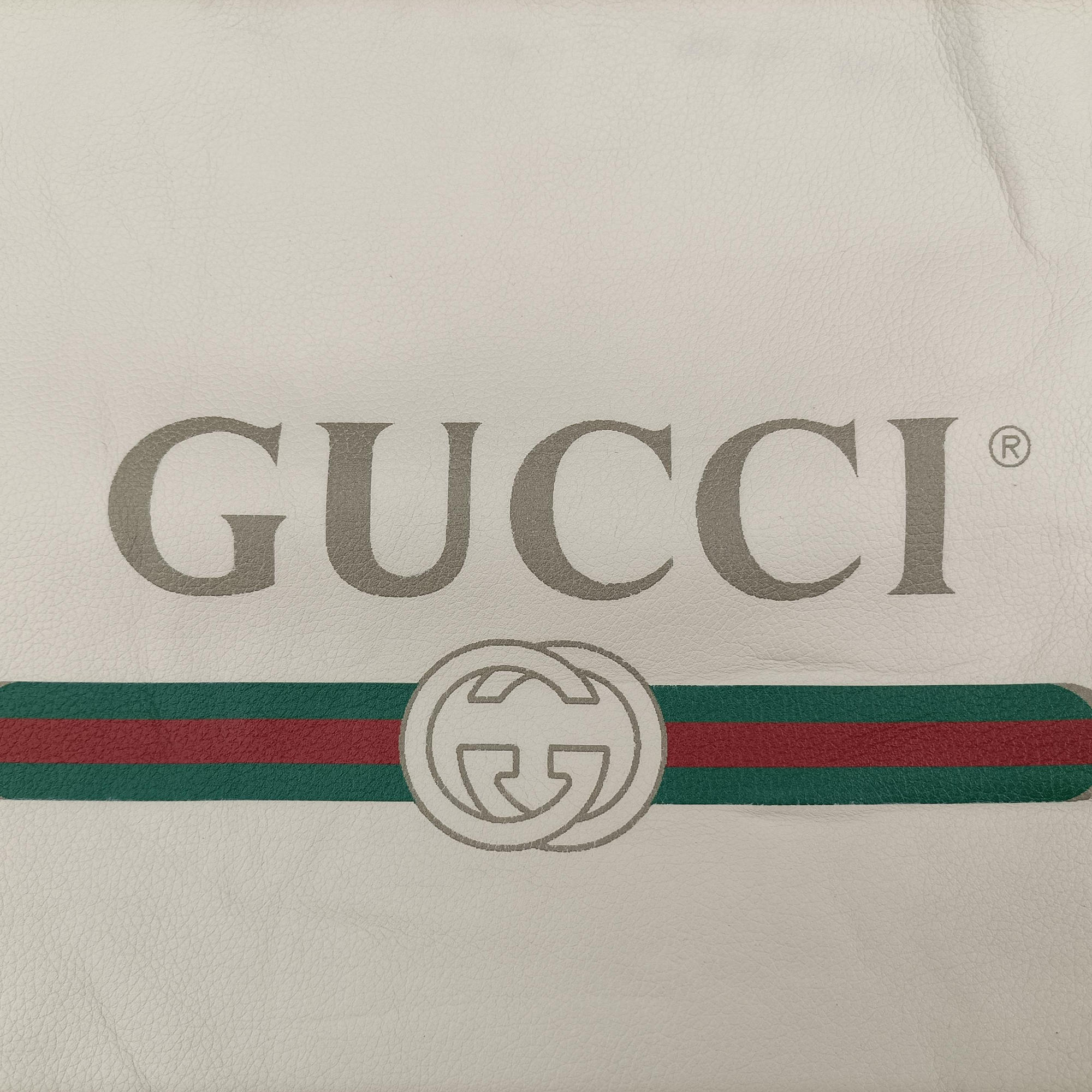 Pre-owned Gucci Gucci print White Leather 523586 backpack/rucksack | stylenewstar