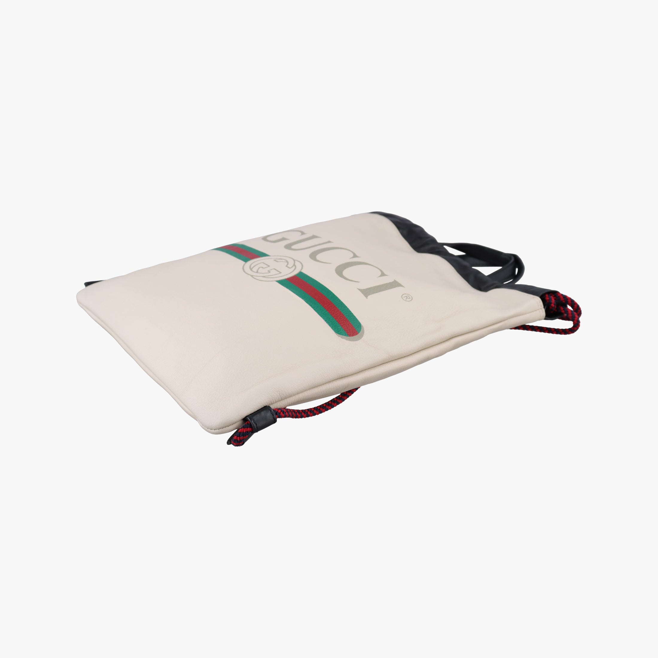 Pre-owned Gucci Gucci print White Leather 523586 backpack/rucksack | stylenewstar
