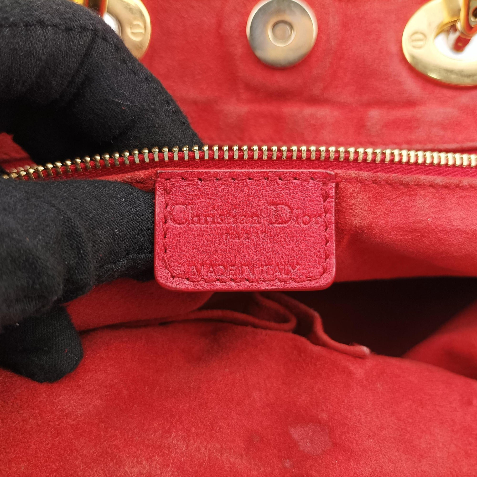Pre-owned Christian Dior Soft Lady Dior Red lambskin  handbag | stylenewstar