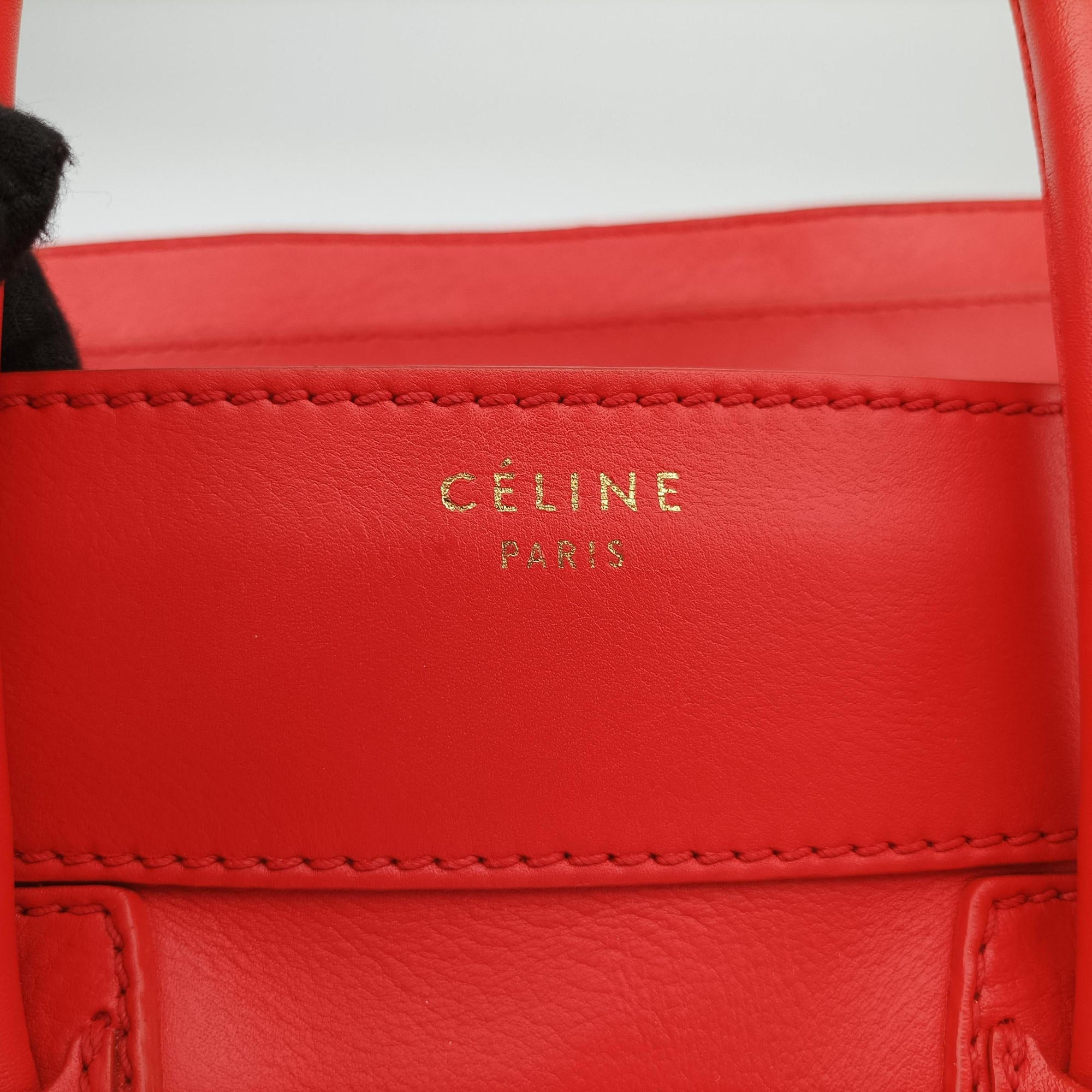 Secondhand Celine Luggage Mini Shopper Red Leather  handbag | stylenewstar