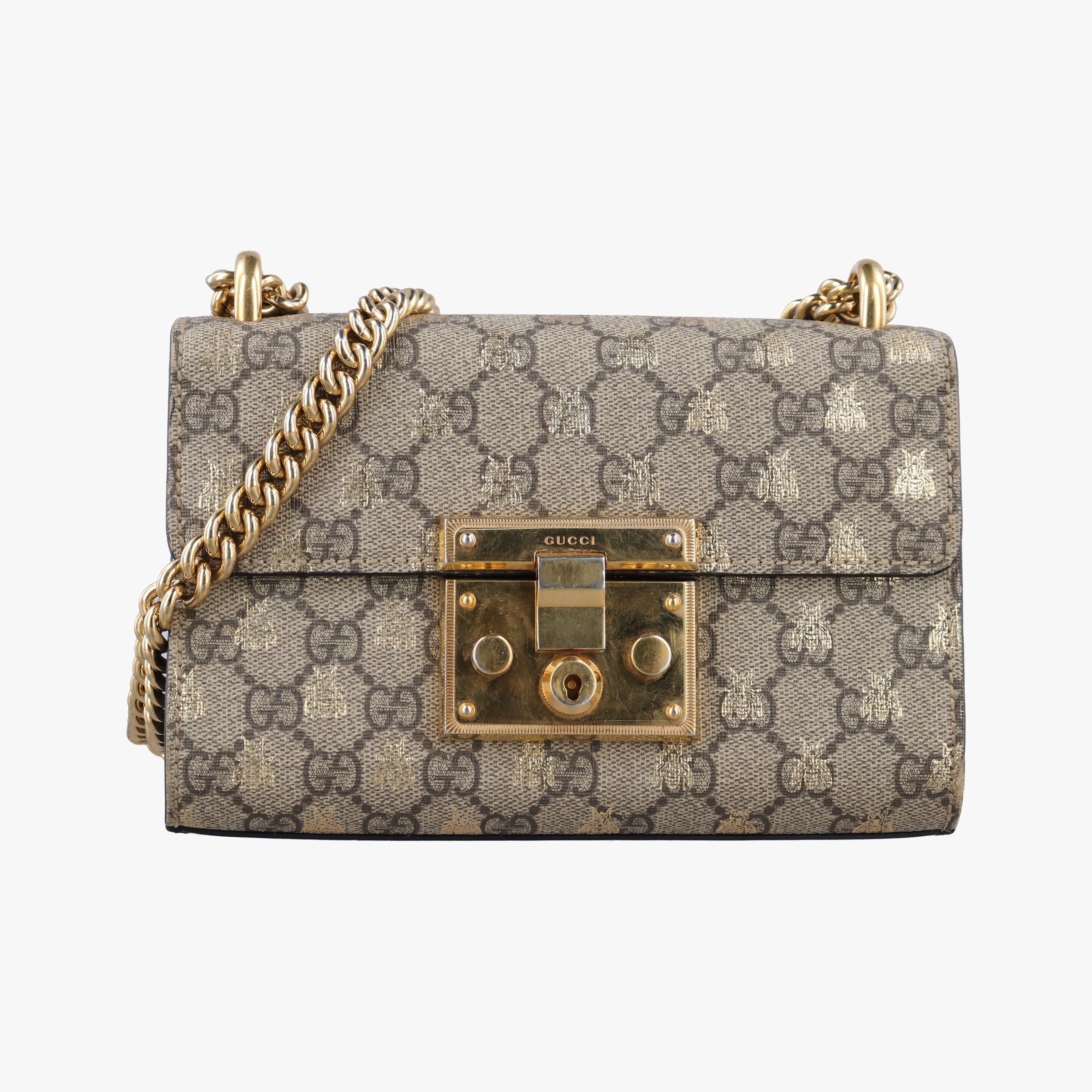 Pre-owned Gucci Padlock Brown PVC coated canvas 409487 shoulderbag | stylenewstar