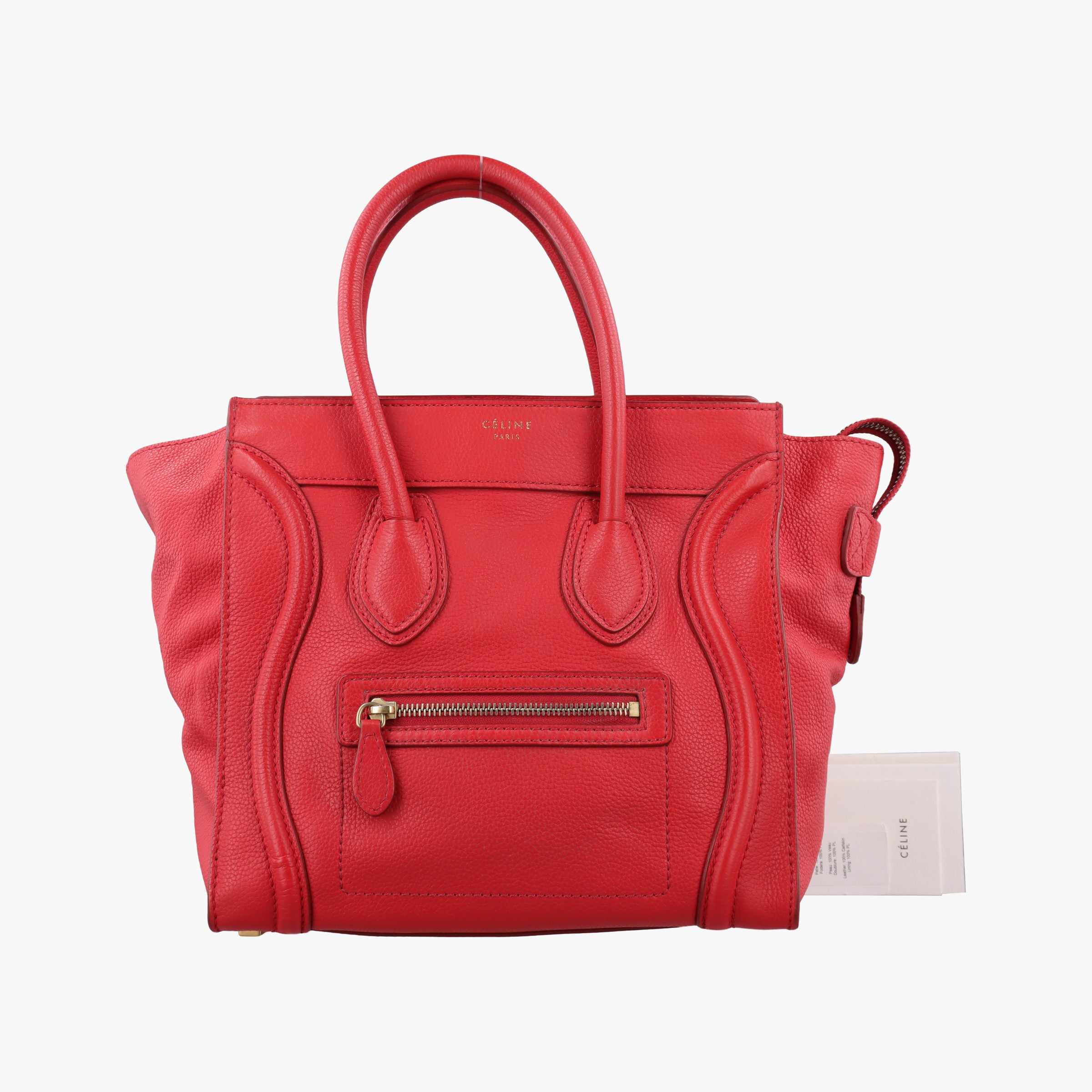 Vintage Celine Luggage Micro shopper Red Leather  handbag | stylenewstar