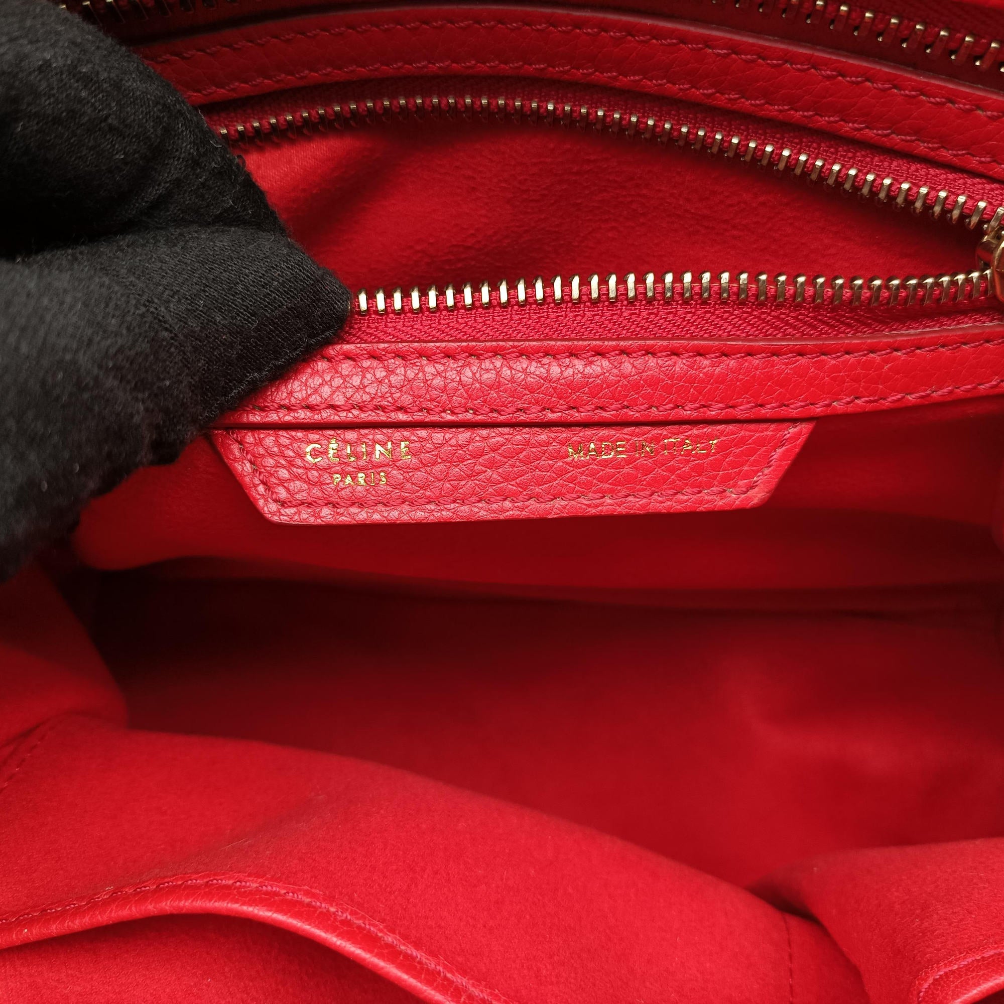Vintage Celine Luggage Micro shopper Red Leather  handbag | stylenewstar