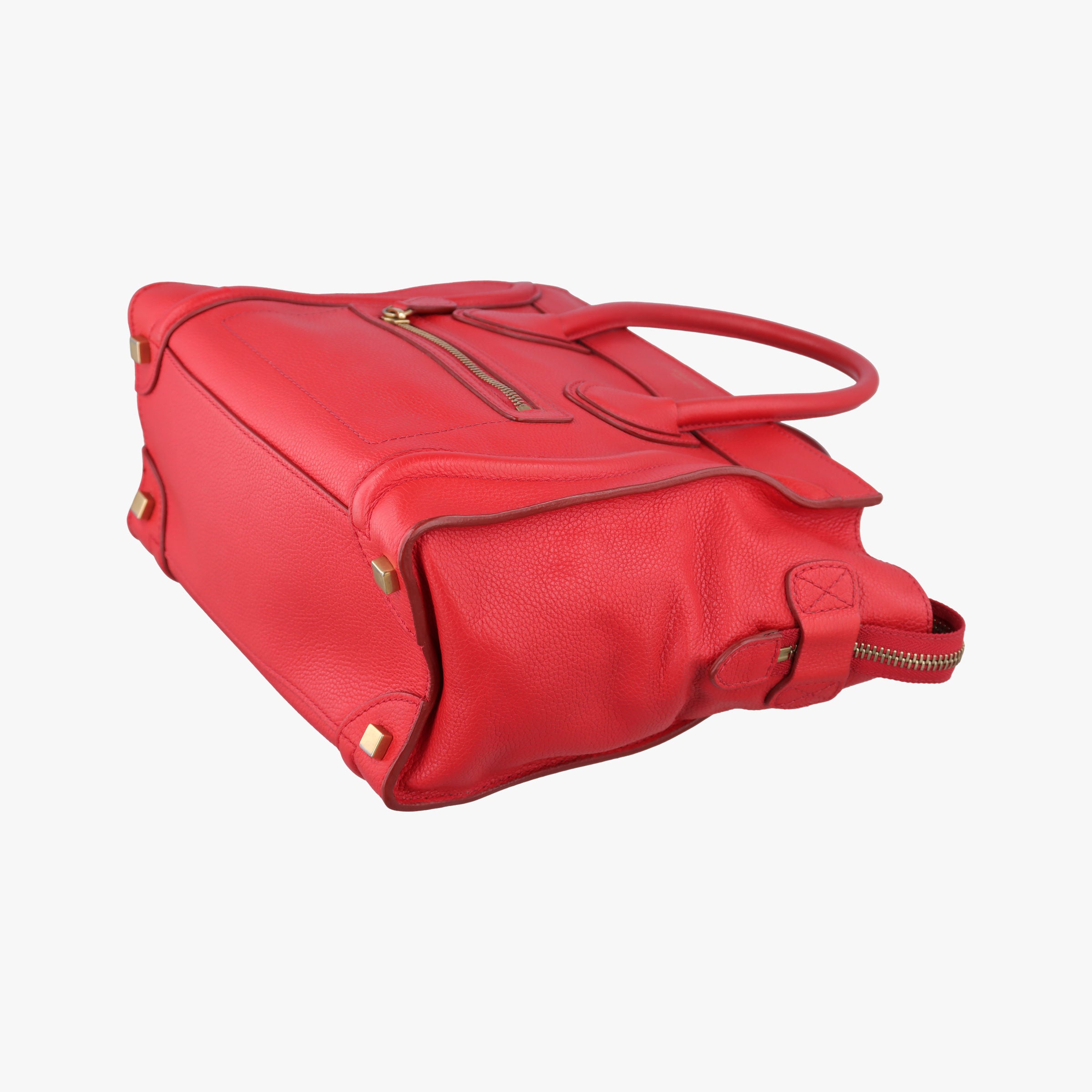 Vintage Celine Luggage Micro shopper Red Leather  handbag | stylenewstar