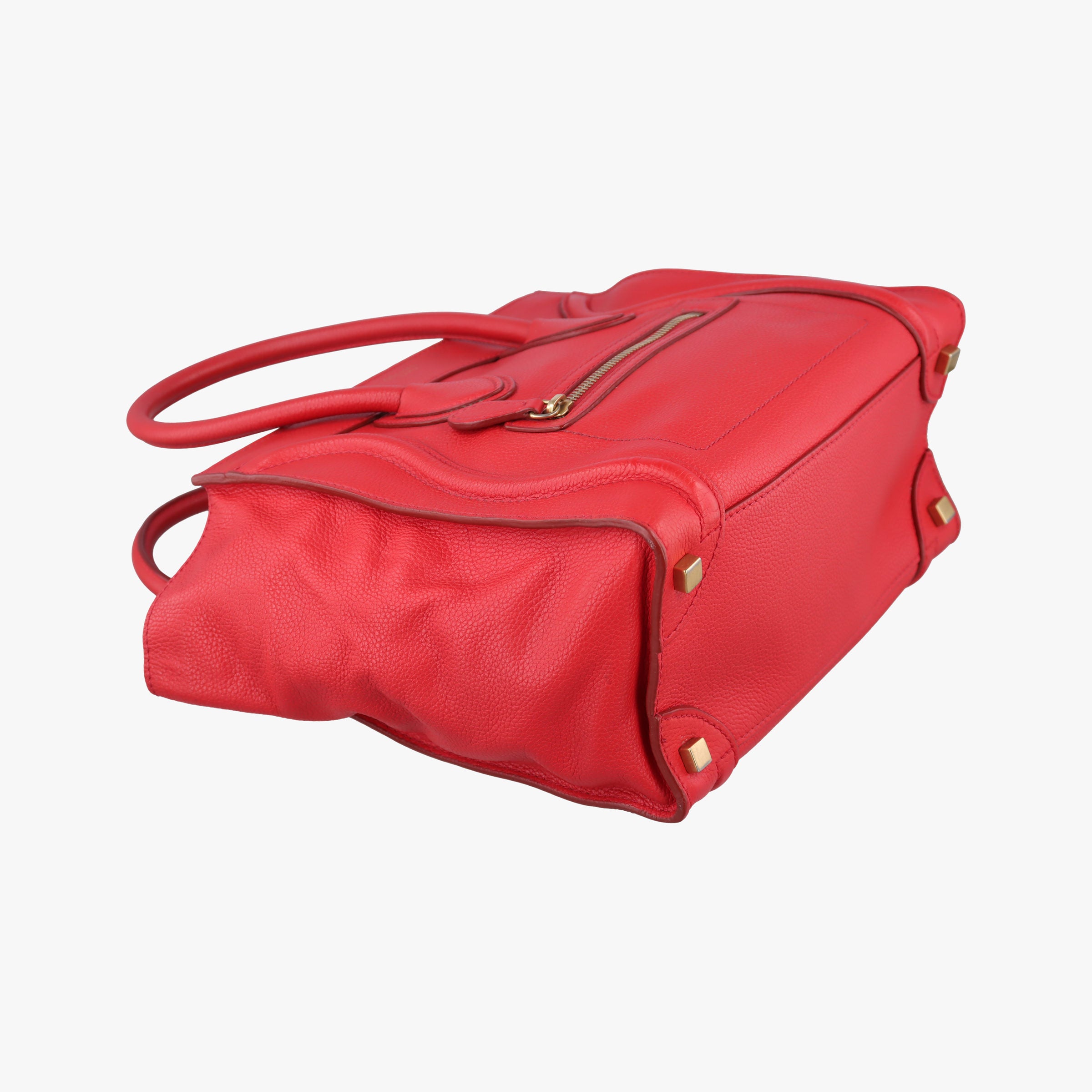 Vintage Celine Luggage Micro shopper Red Leather  handbag | stylenewstar