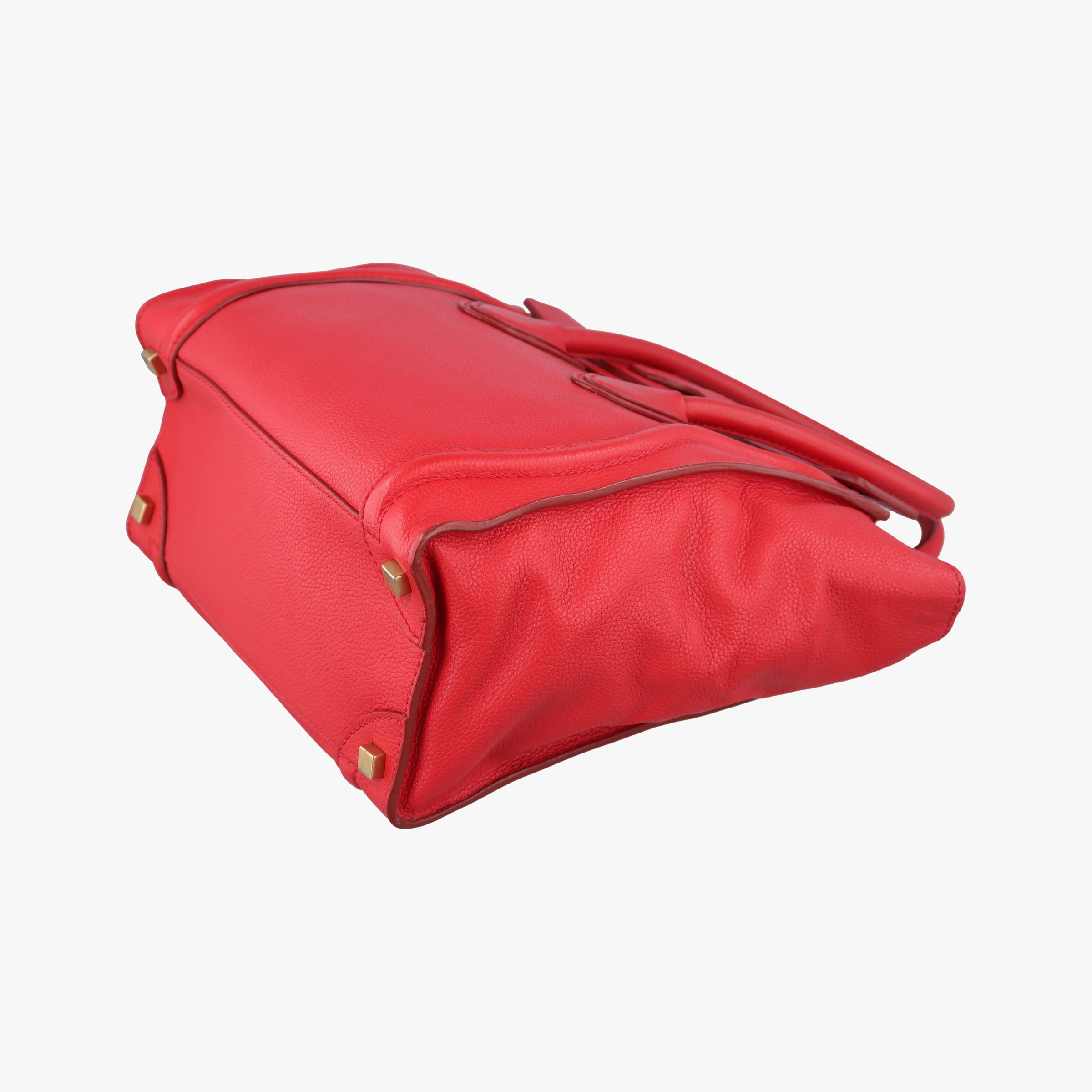 Vintage Celine Luggage Micro shopper Red Leather  handbag | stylenewstar
