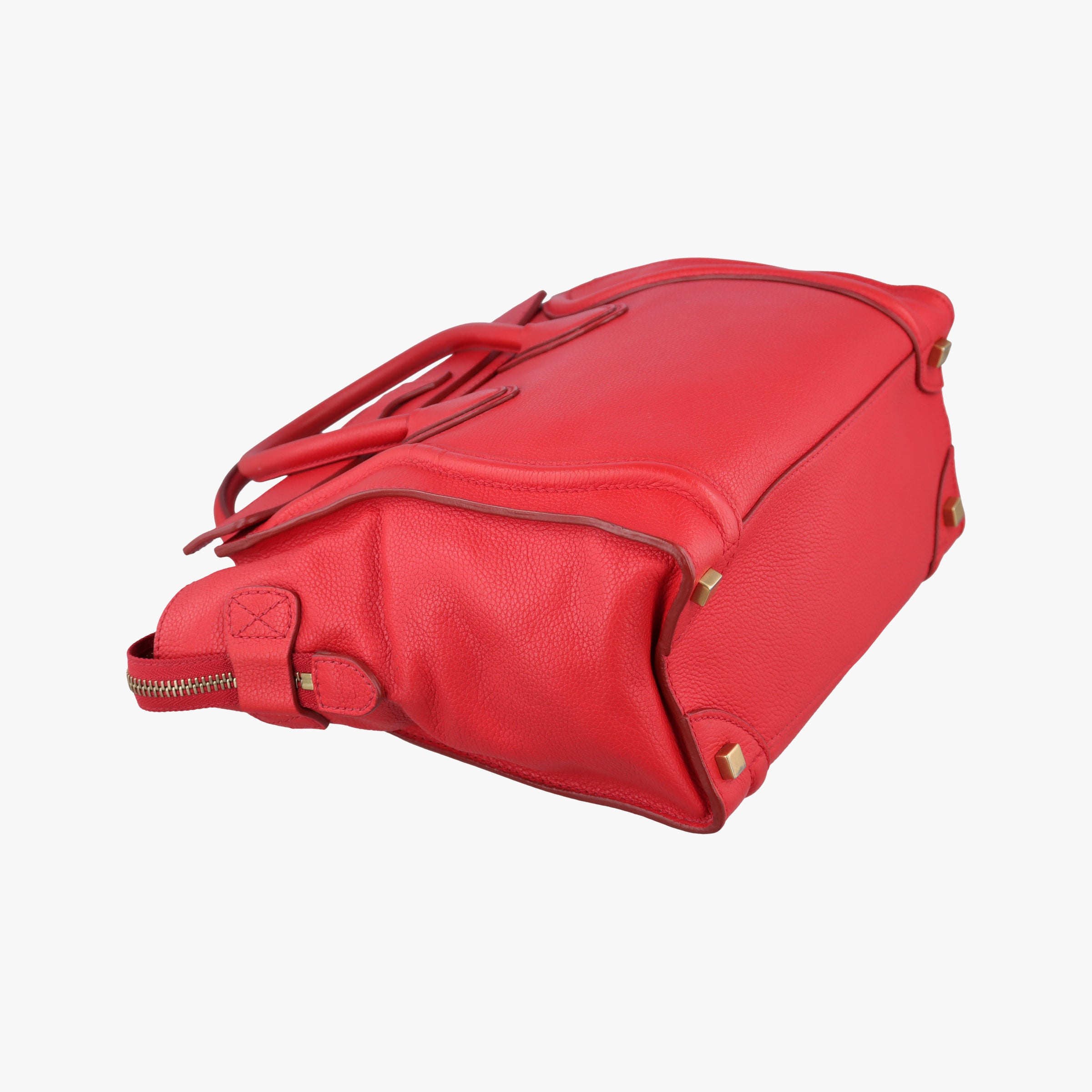 Vintage Celine Luggage Micro shopper Red Leather  handbag | stylenewstar