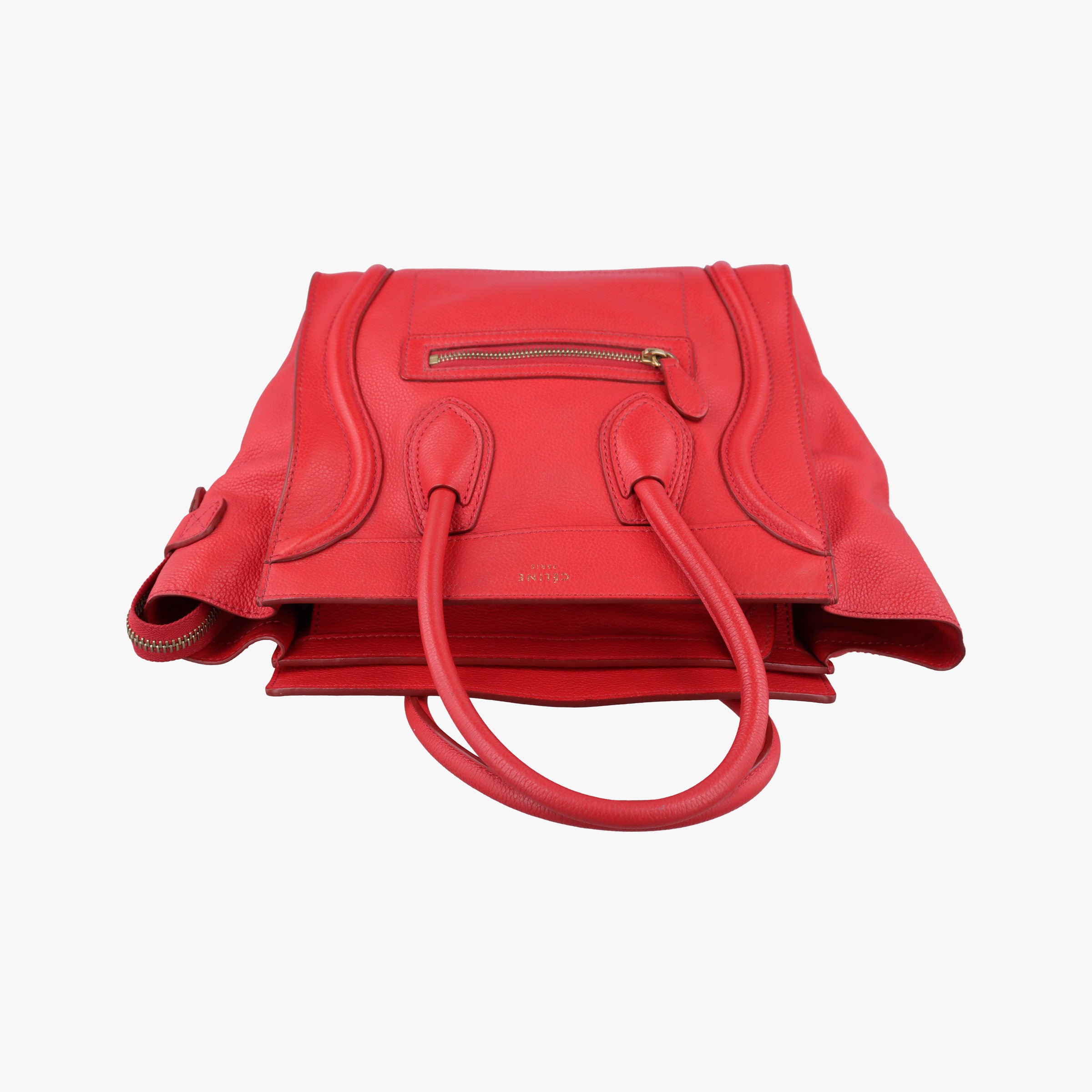 Vintage Celine Luggage Micro shopper Red Leather  handbag | stylenewstar
