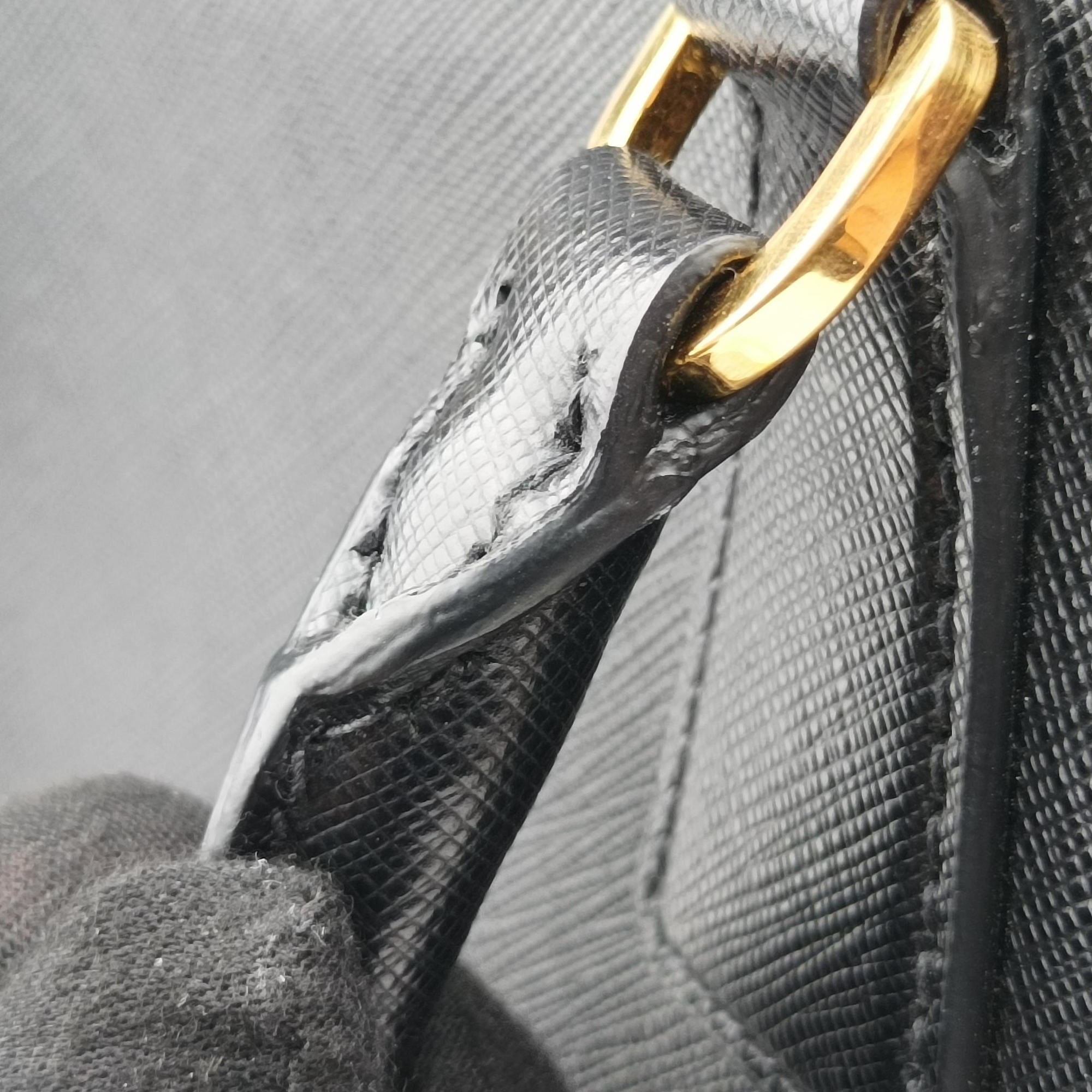 Pre-owned Prada Galleria Black SAFFIANO Leather 1BA274 shoulderbag | stylenewstar