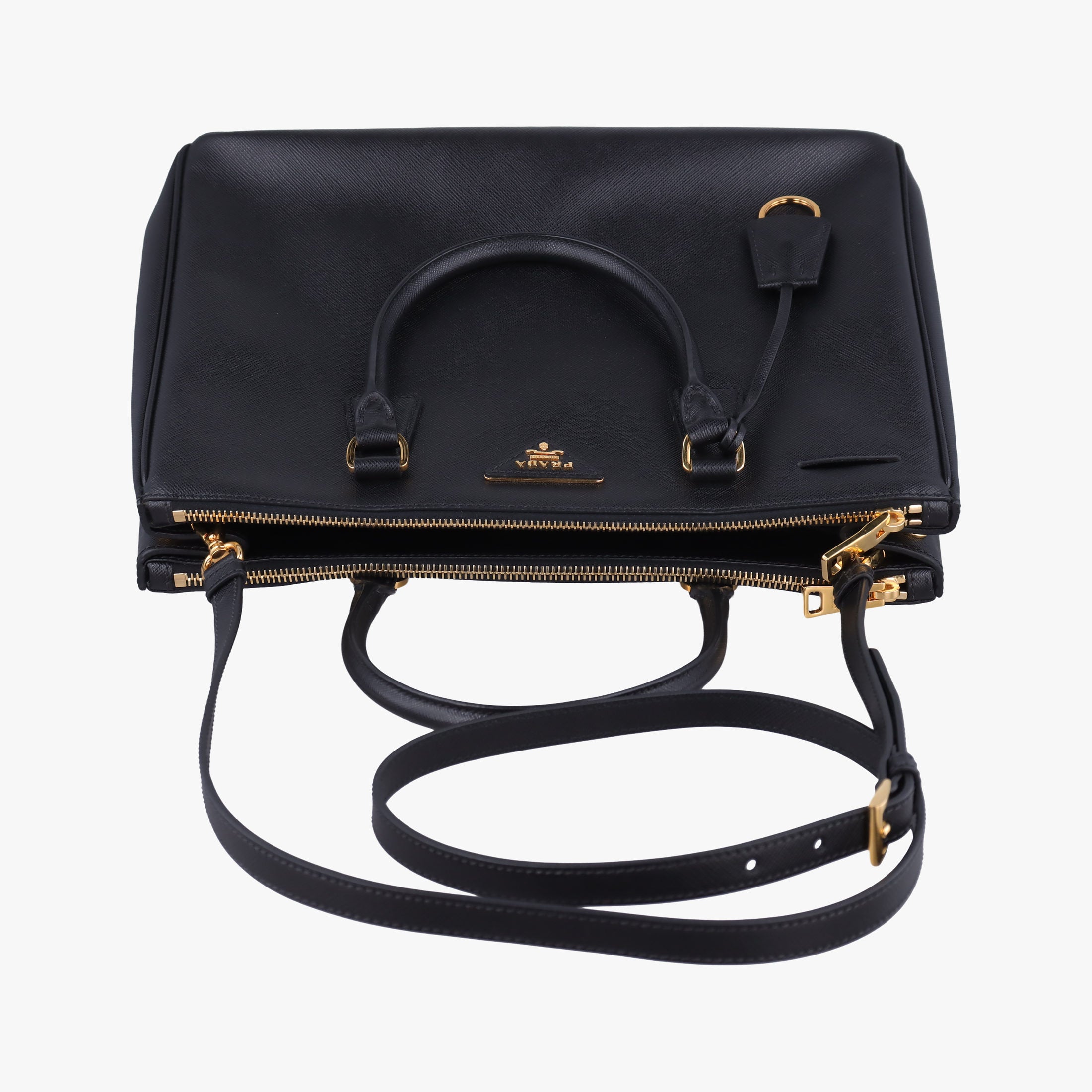 Pre-owned Prada Galleria Black SAFFIANO Leather 1BA274 shoulderbag | stylenewstar