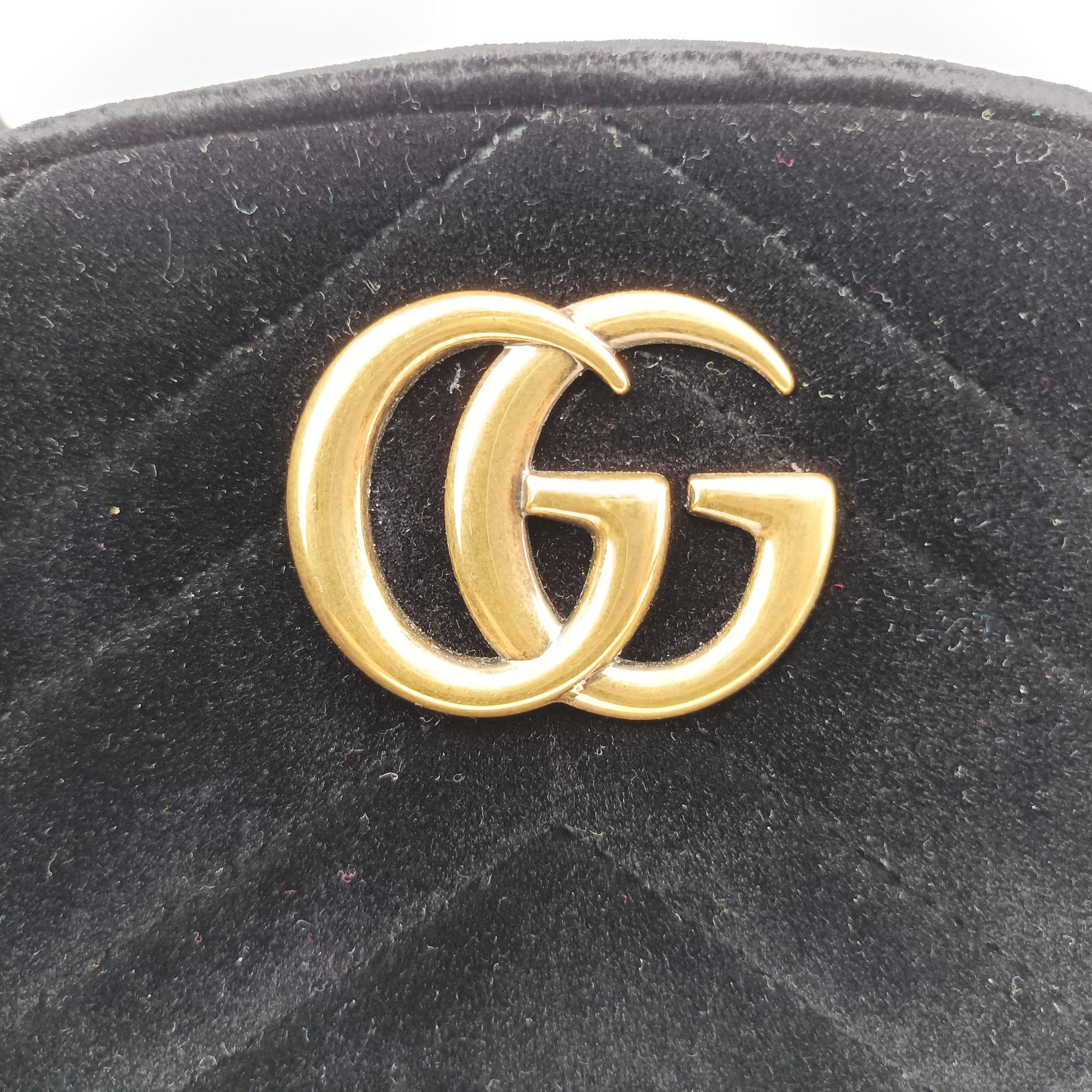 Pre-owned Gucci GG Marmont Black velour 476434 bum bag/waist bag | stylenewstar