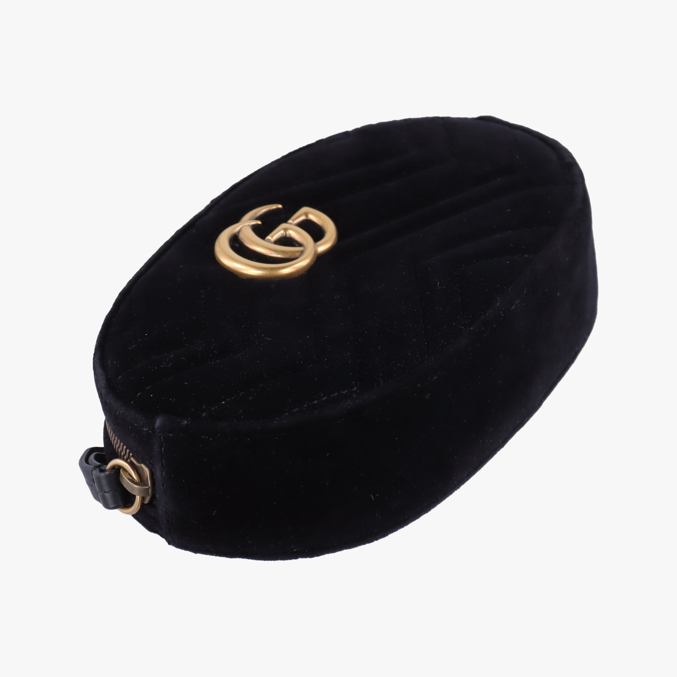 Pre-owned Gucci GG Marmont Black velour 476434 bum bag/waist bag | stylenewstar