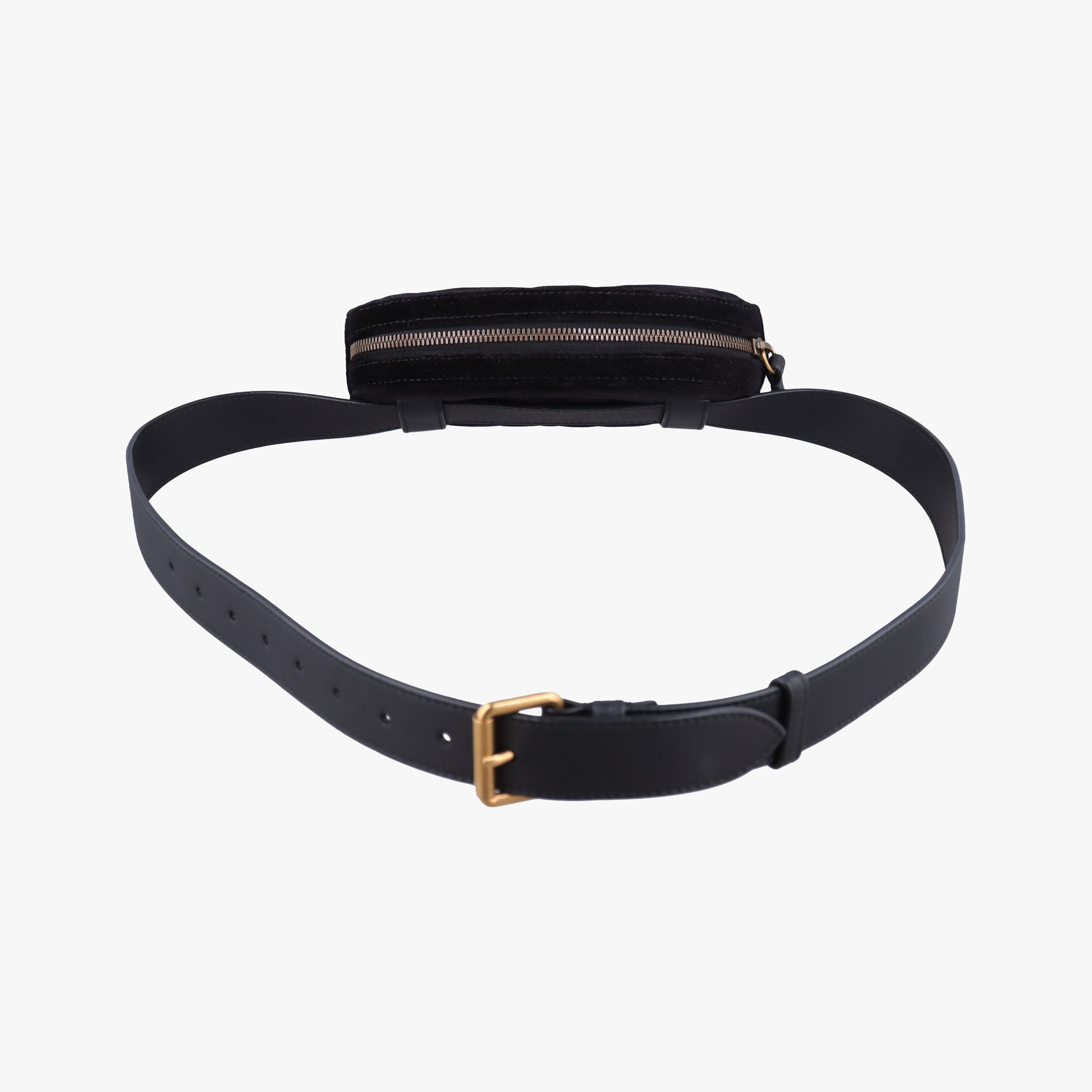 Pre-owned Gucci GG Marmont Black velour 476434 bum bag/waist bag | stylenewstar
