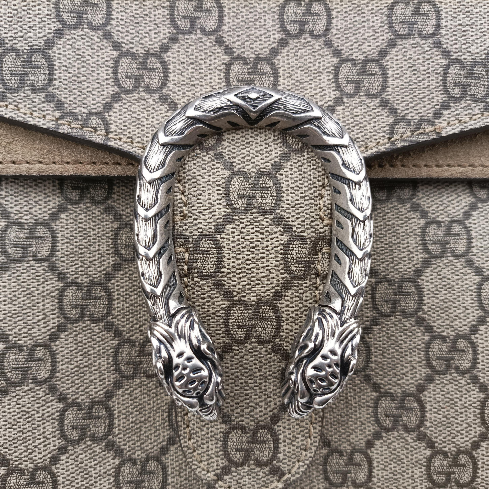 Pre-owned Gucci Dionysus Brown PVC coated canvas x Suede 403348 shoulderbag | stylenewstar