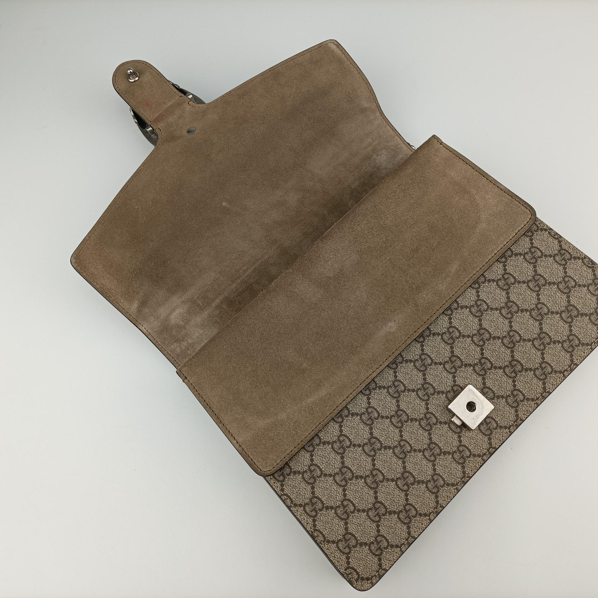 Pre-owned Gucci Dionysus Brown PVC coated canvas x Suede 403348 shoulderbag | stylenewstar