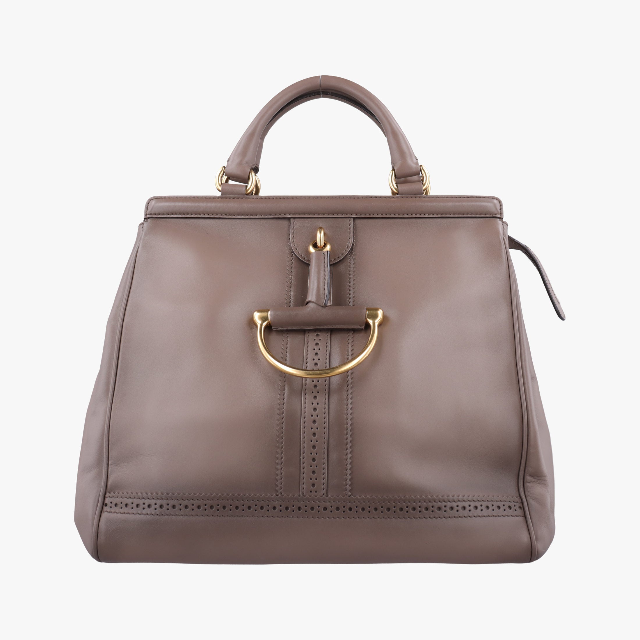 Pre-owned Gucci horse bit Grey Leather 296900 handbag | stylenewstar
