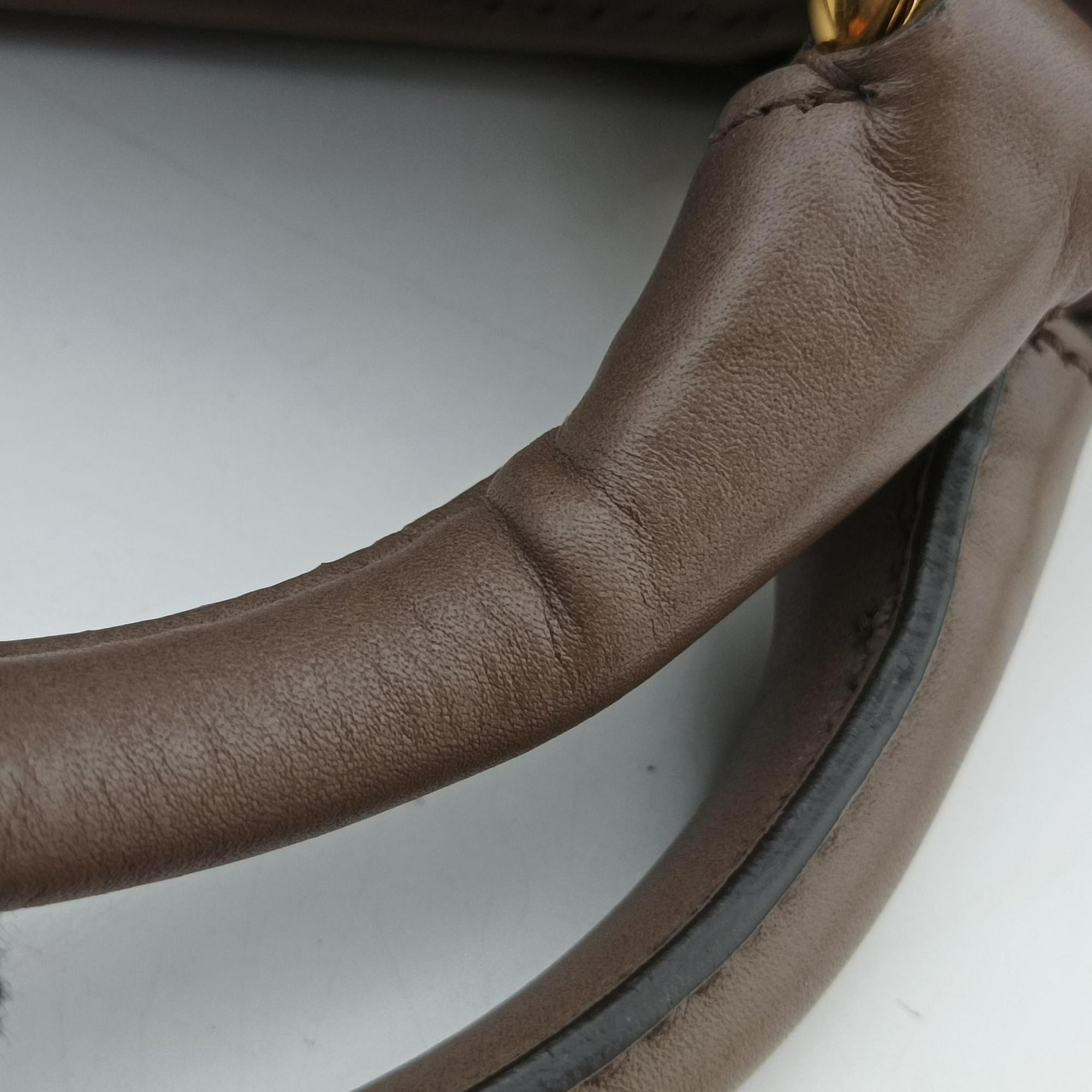 Pre-owned Gucci horse bit Grey Leather 296900 handbag | stylenewstar