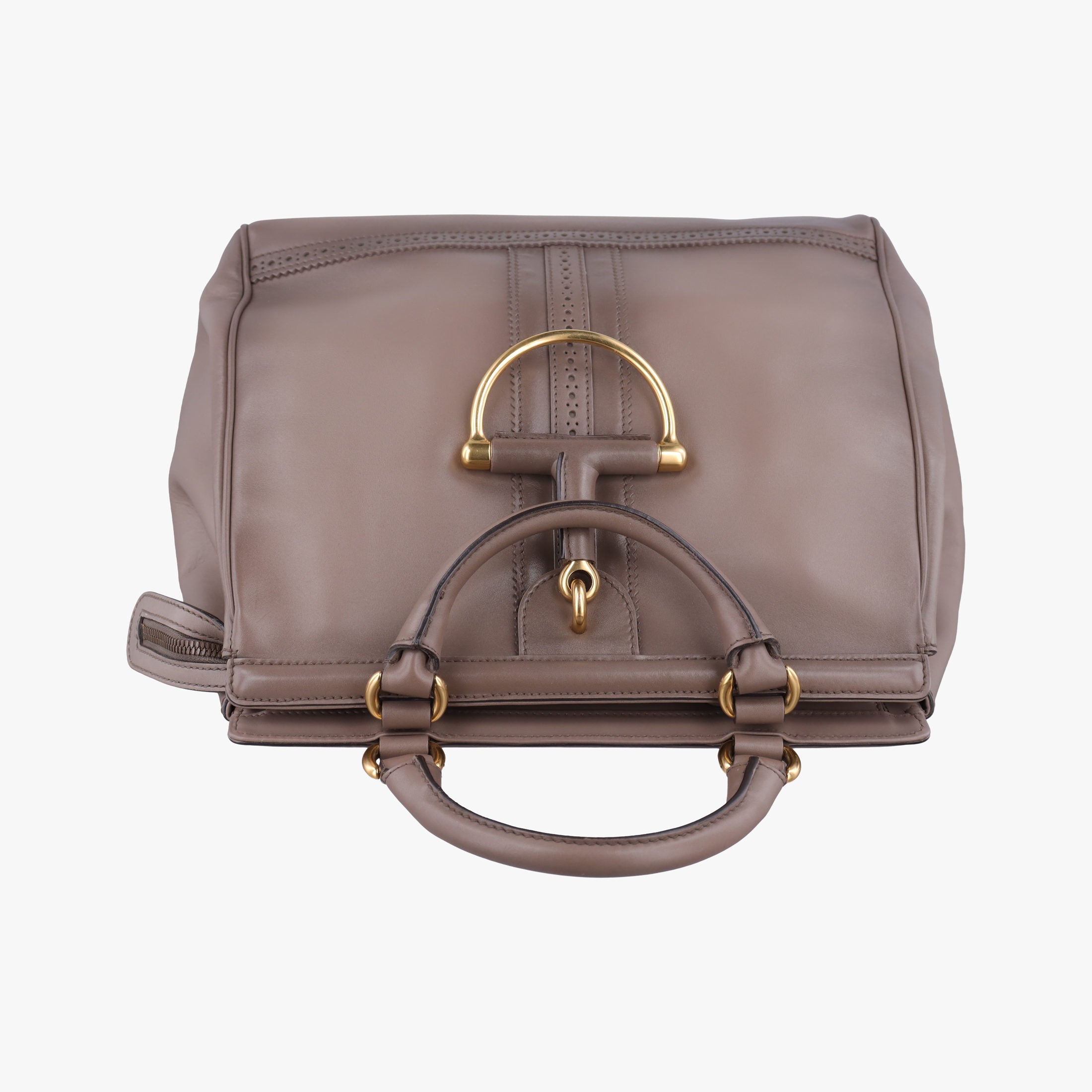 Pre-owned Gucci horse bit Grey Leather 296900 handbag | stylenewstar