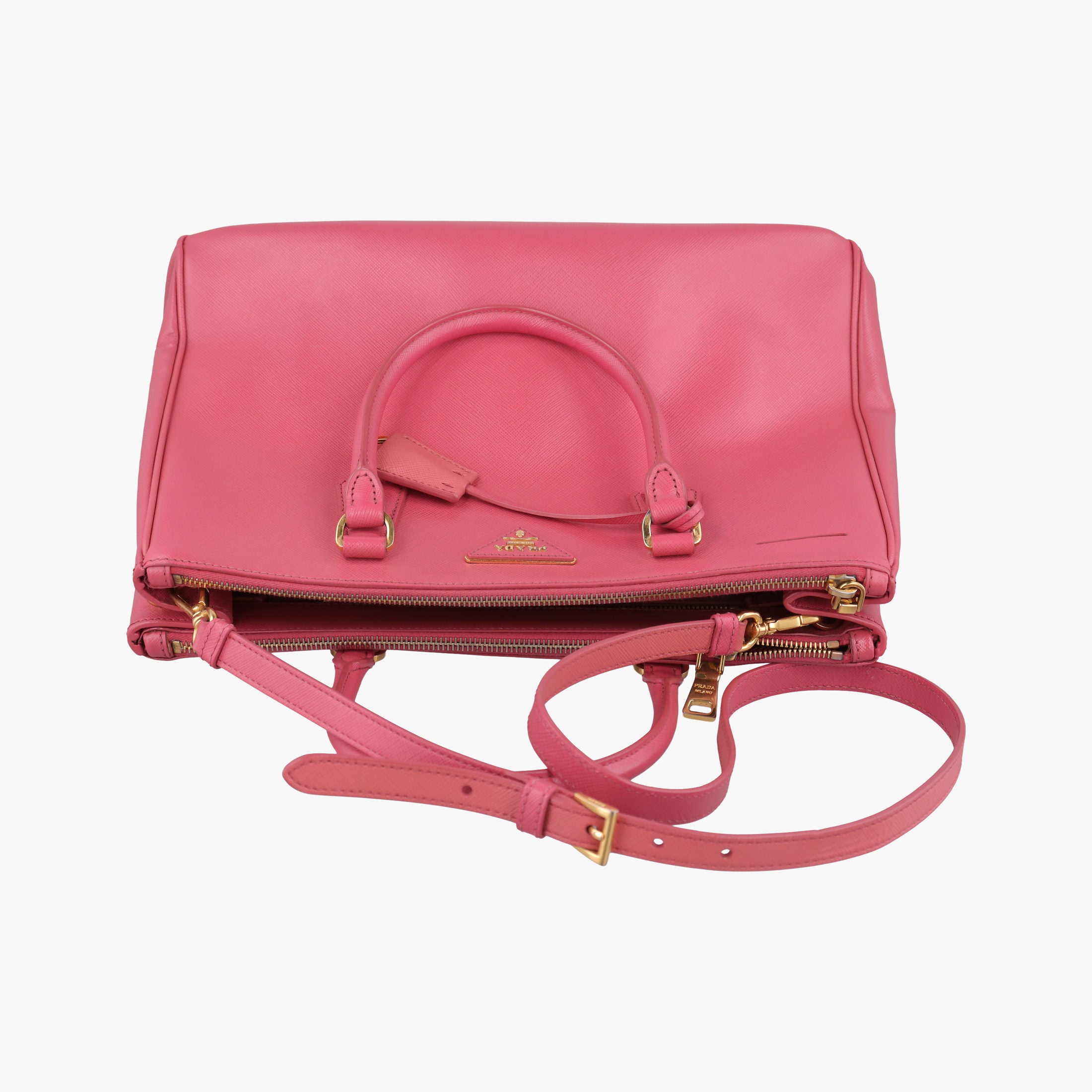 Pre-owned Prada Galleria Pink SAFFIANO Leather BN1786 shoulderbag | stylenewstar