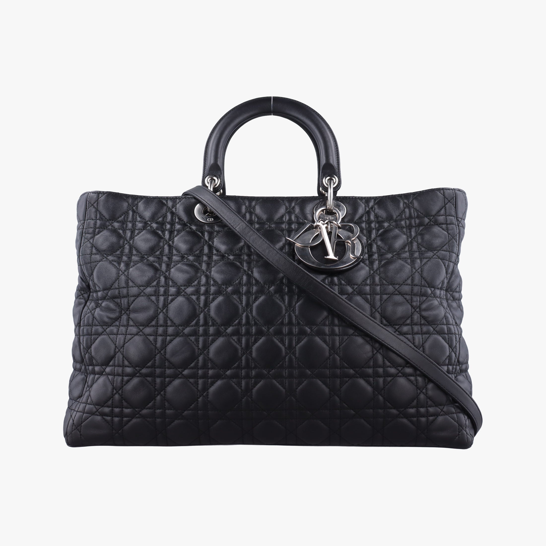 Pre-owned Christian Dior Lady Dior Black lambskin  shoulderbag | stylenewstar
