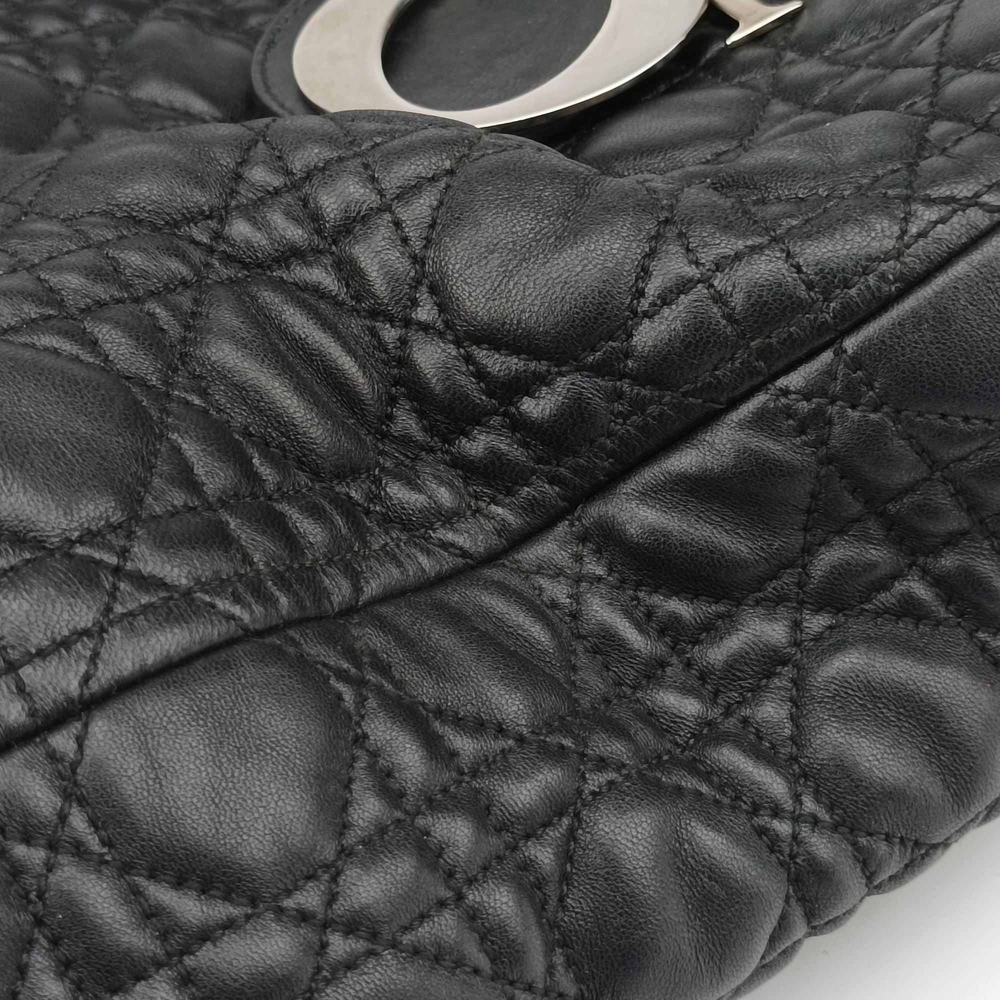 Pre-owned Christian Dior Lady Dior Black lambskin  shoulderbag | stylenewstar