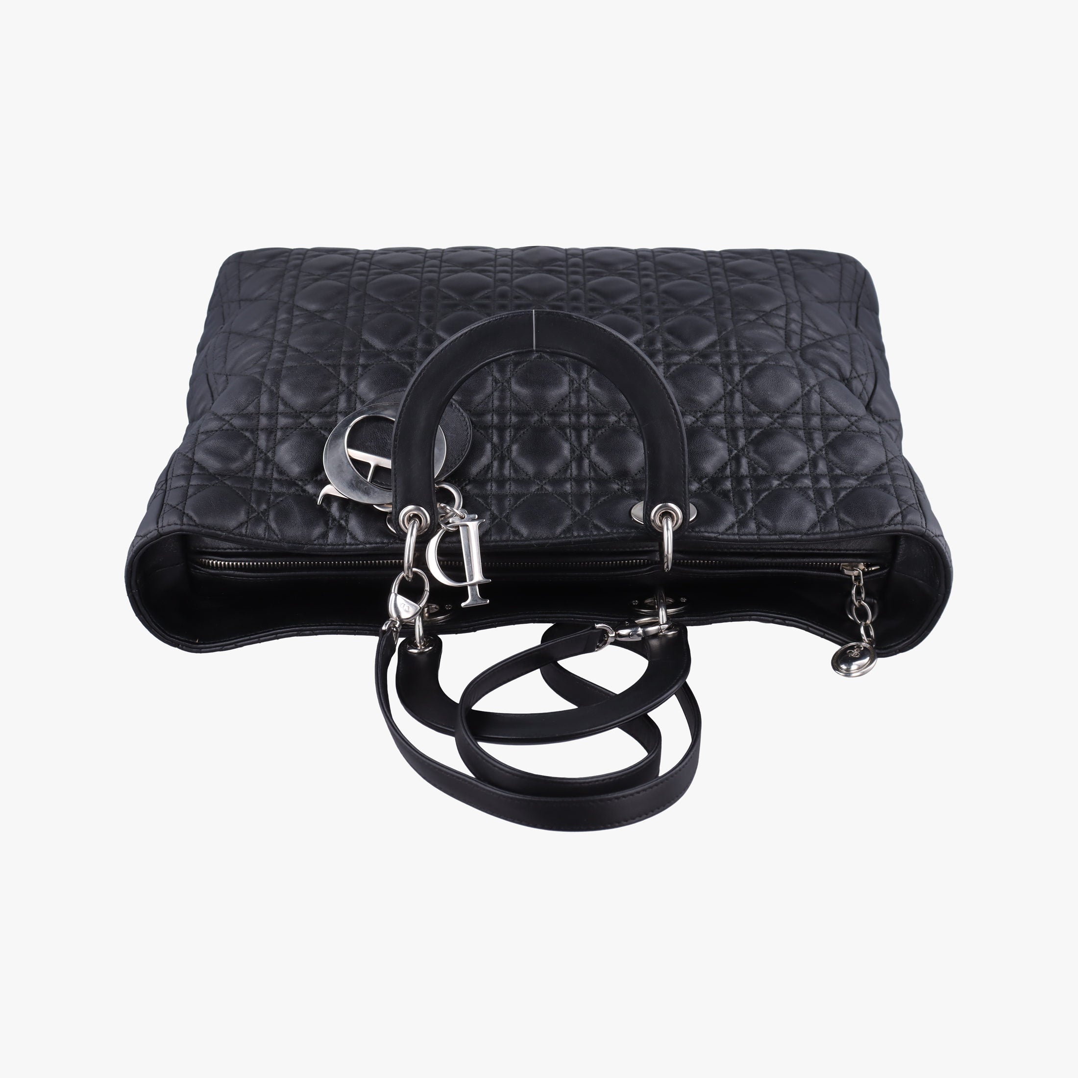Pre-owned Christian Dior Lady Dior Black lambskin  shoulderbag | stylenewstar