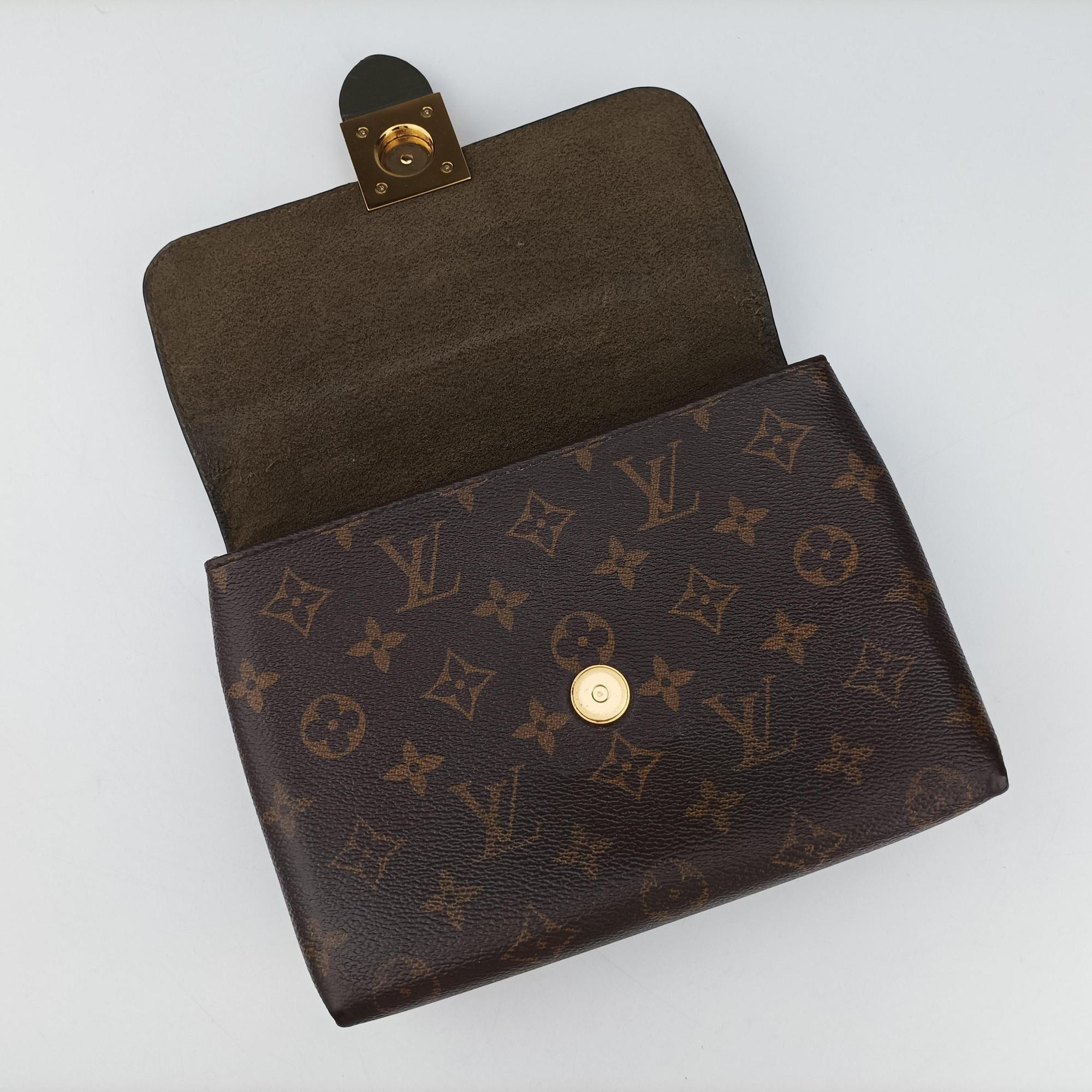 Pre-owned Louis Vuitton Rocky BB Brown×Laurier Monogram canvas×calf leather M44797 shoulderbag | stylenewstar