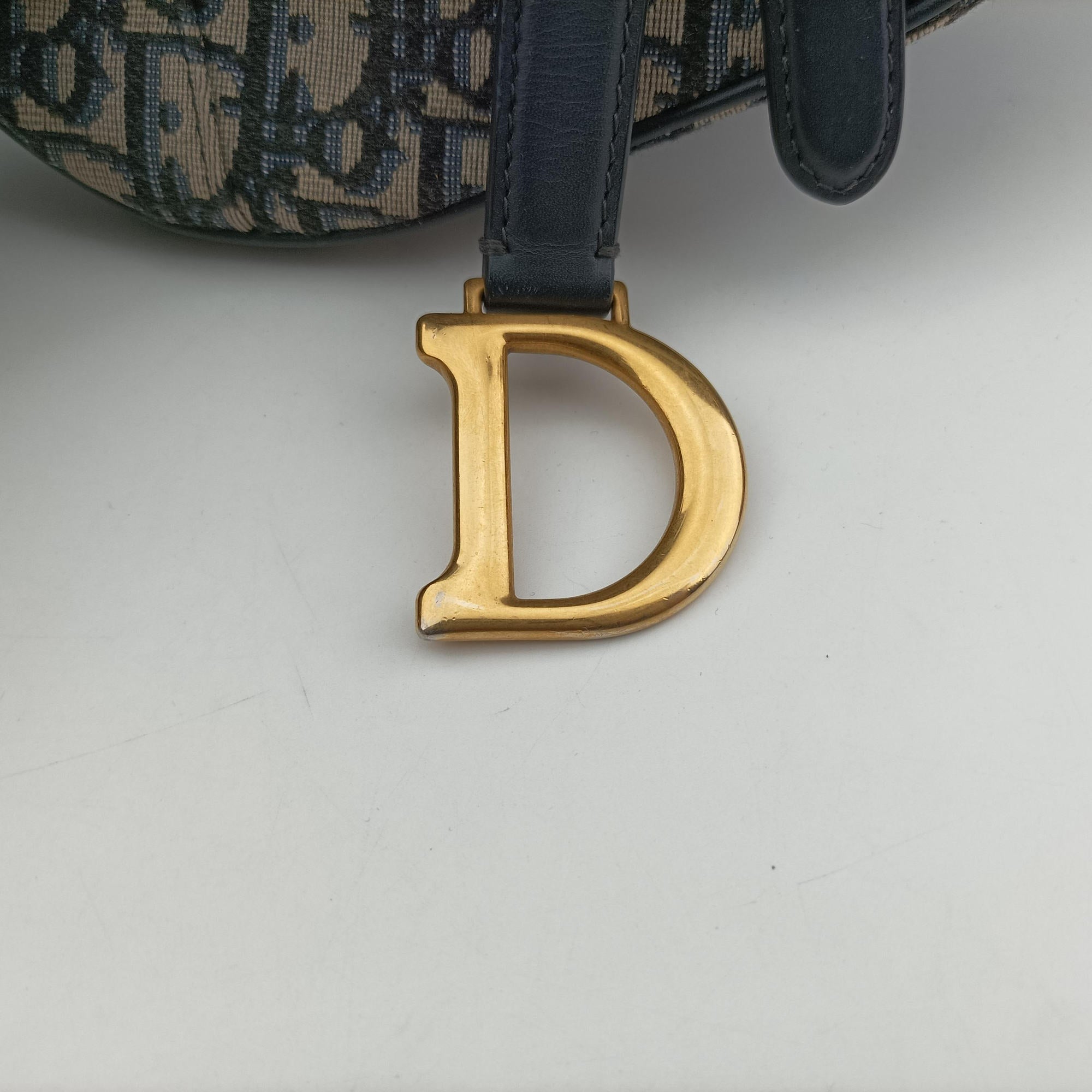 Pre-owned Christian Dior Saddle Navy Jacquard  handbag | stylenewstar