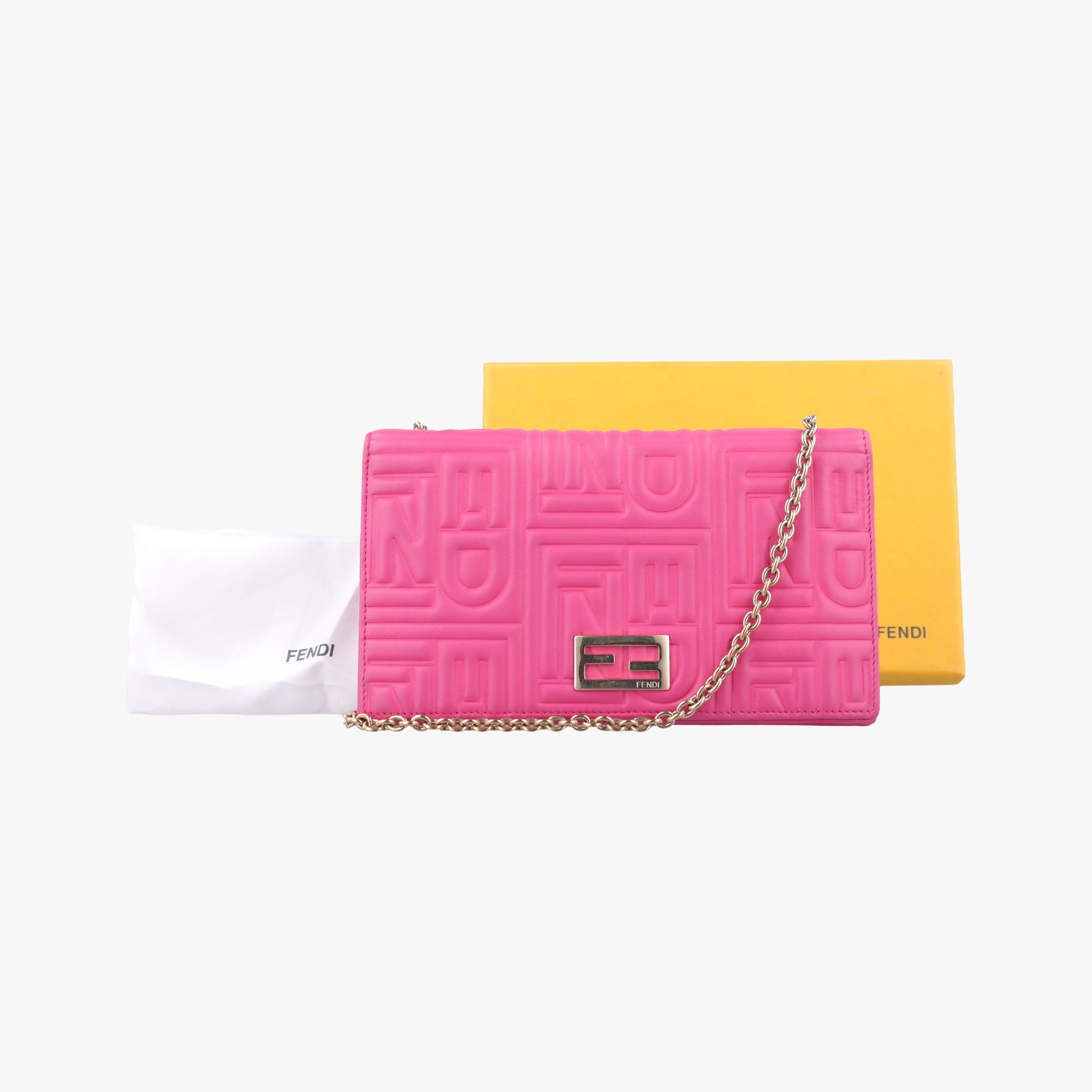 Pre-owned Fendi Embossed Logo Rose Leather 8M0219 shoulderbag | stylenewstar