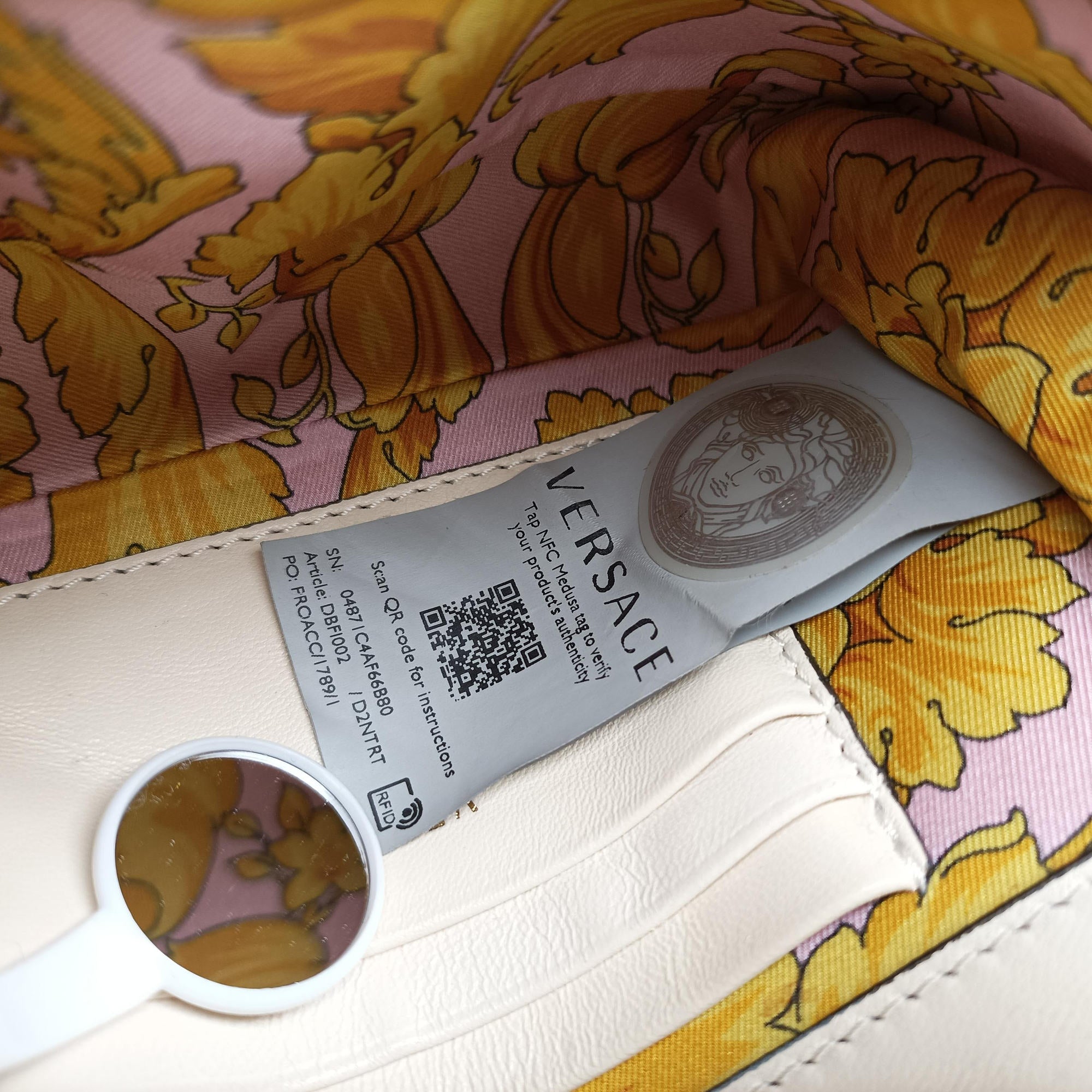 Pre-owned VERSACE Virtus Beige Leather  shoulderbag | stylenewstar