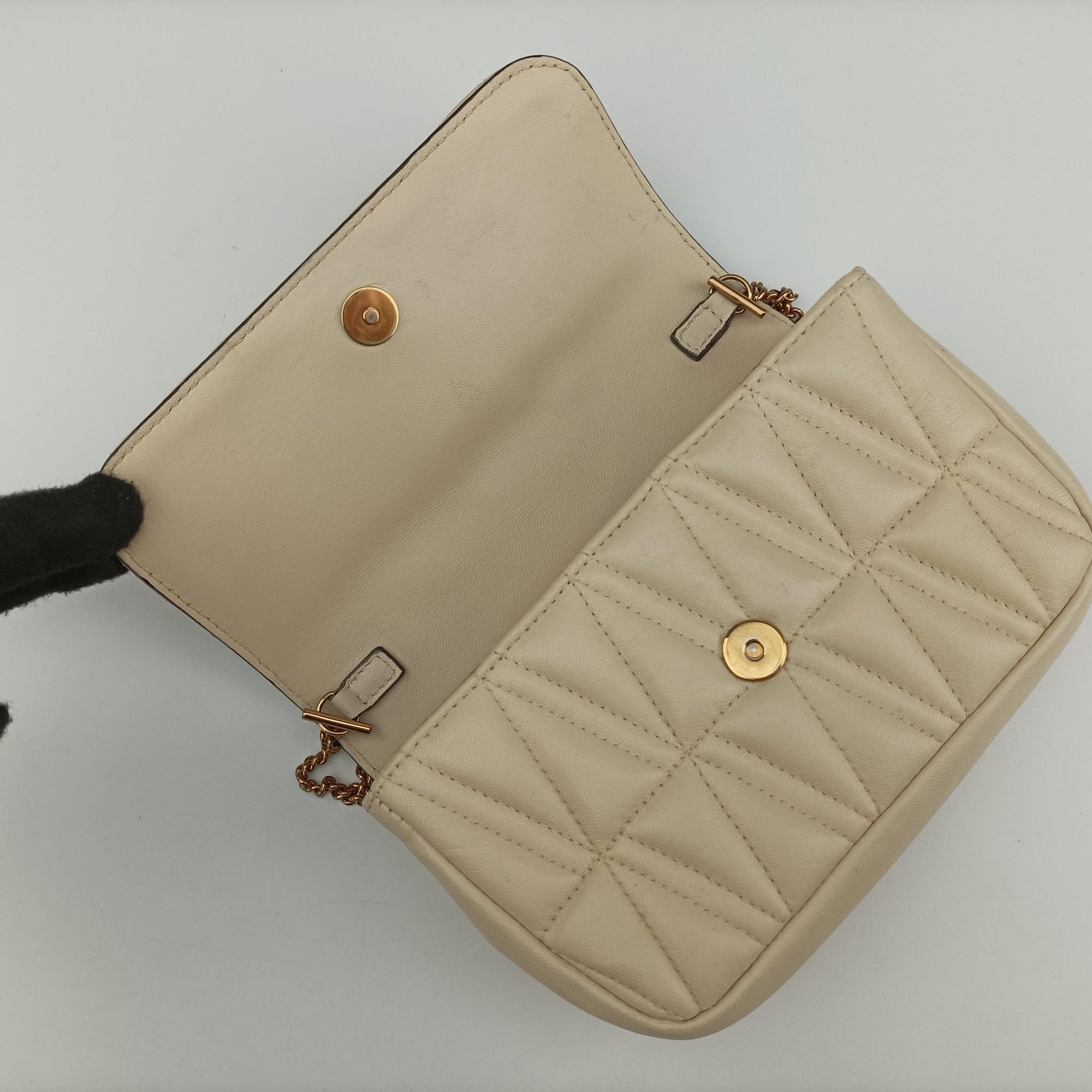 Pre-owned VERSACE Virtus Beige Leather  shoulderbag | stylenewstar