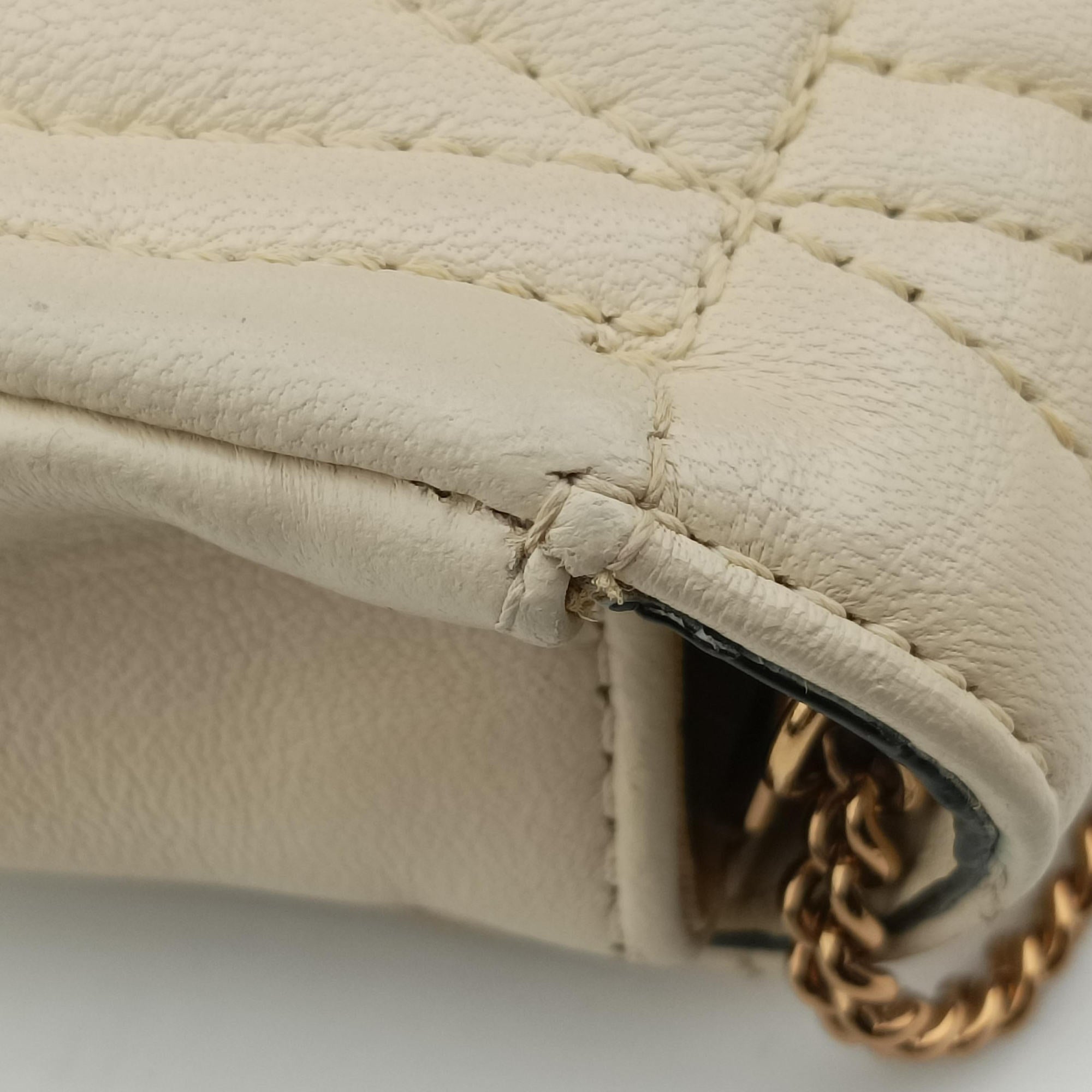 Pre-owned VERSACE Virtus Beige Leather  shoulderbag | stylenewstar