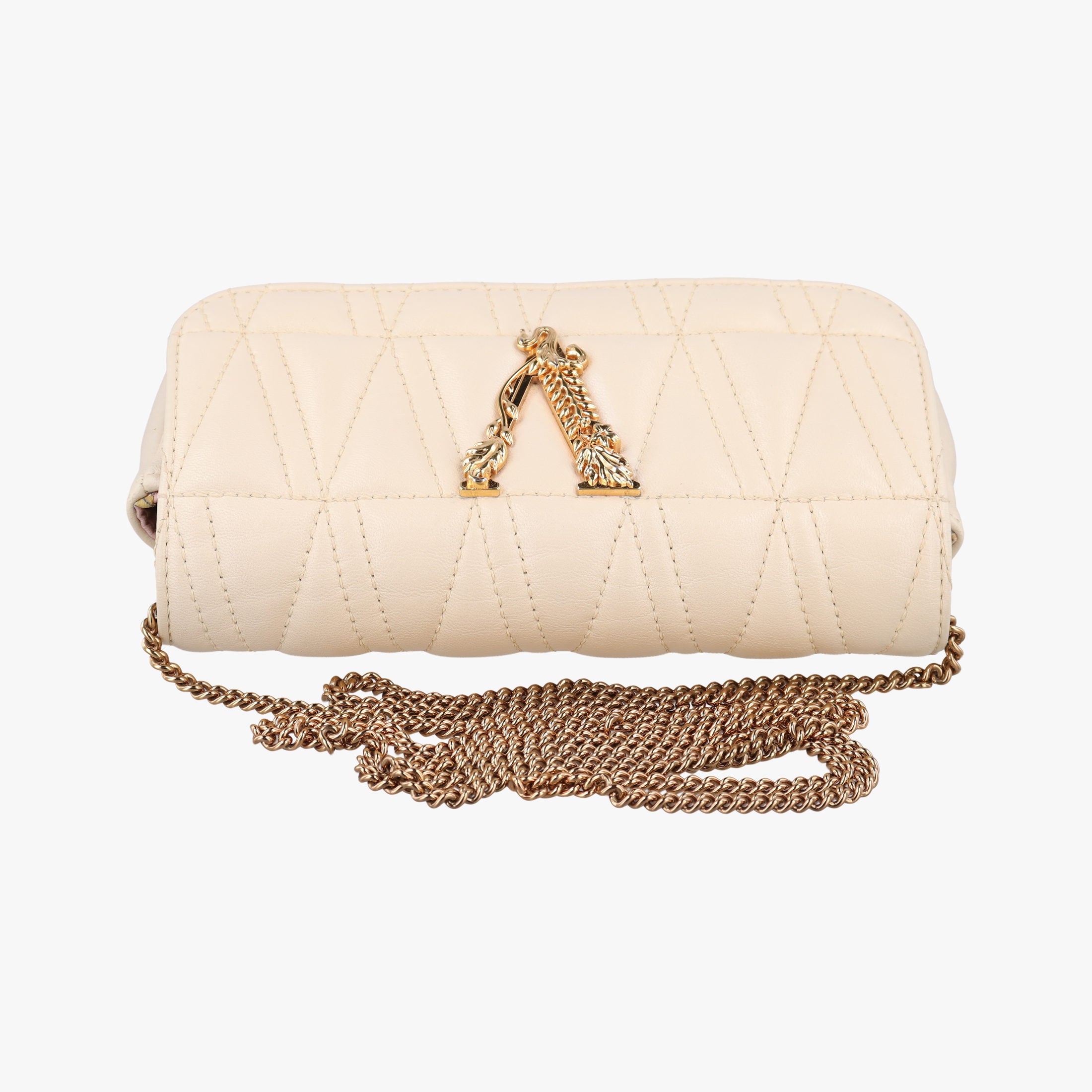 Pre-owned VERSACE Virtus Beige Leather  shoulderbag | stylenewstar