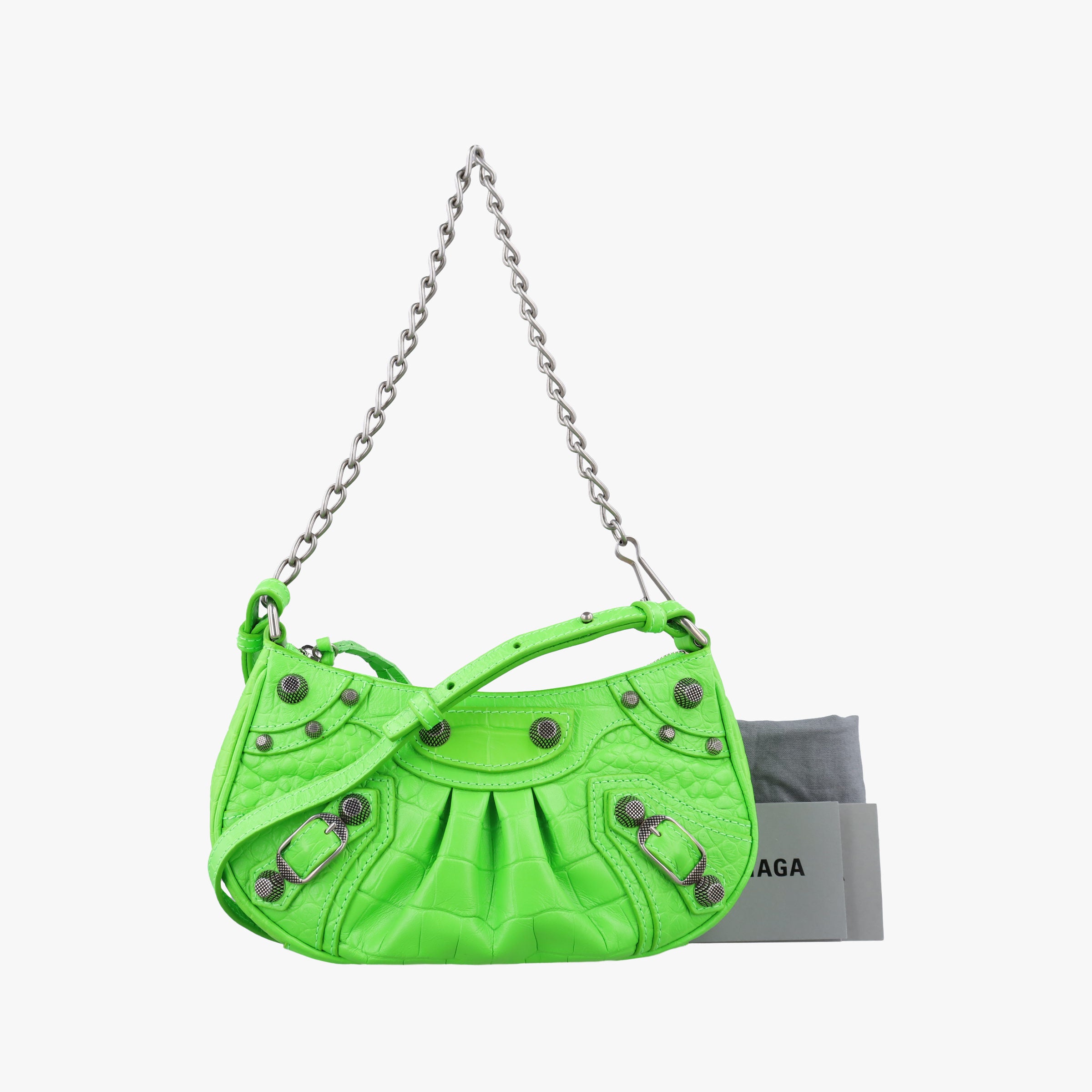 Pre-owned Balenciaga Le Cagole Green lambskin  shoulderbag | stylenewstar