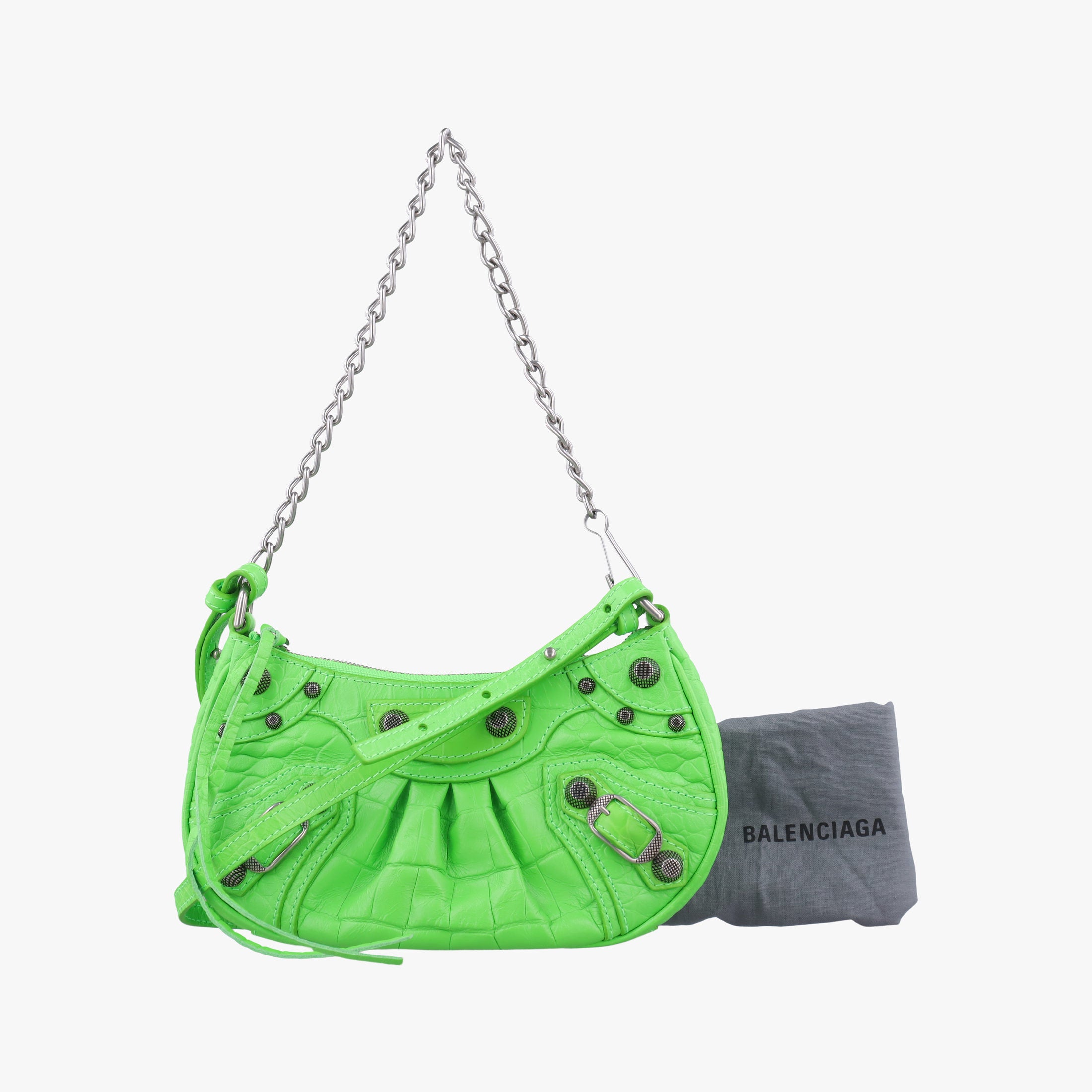 Pre-owned Balenciaga Le Cagole Green lambskin  shoulderbag | stylenewstar